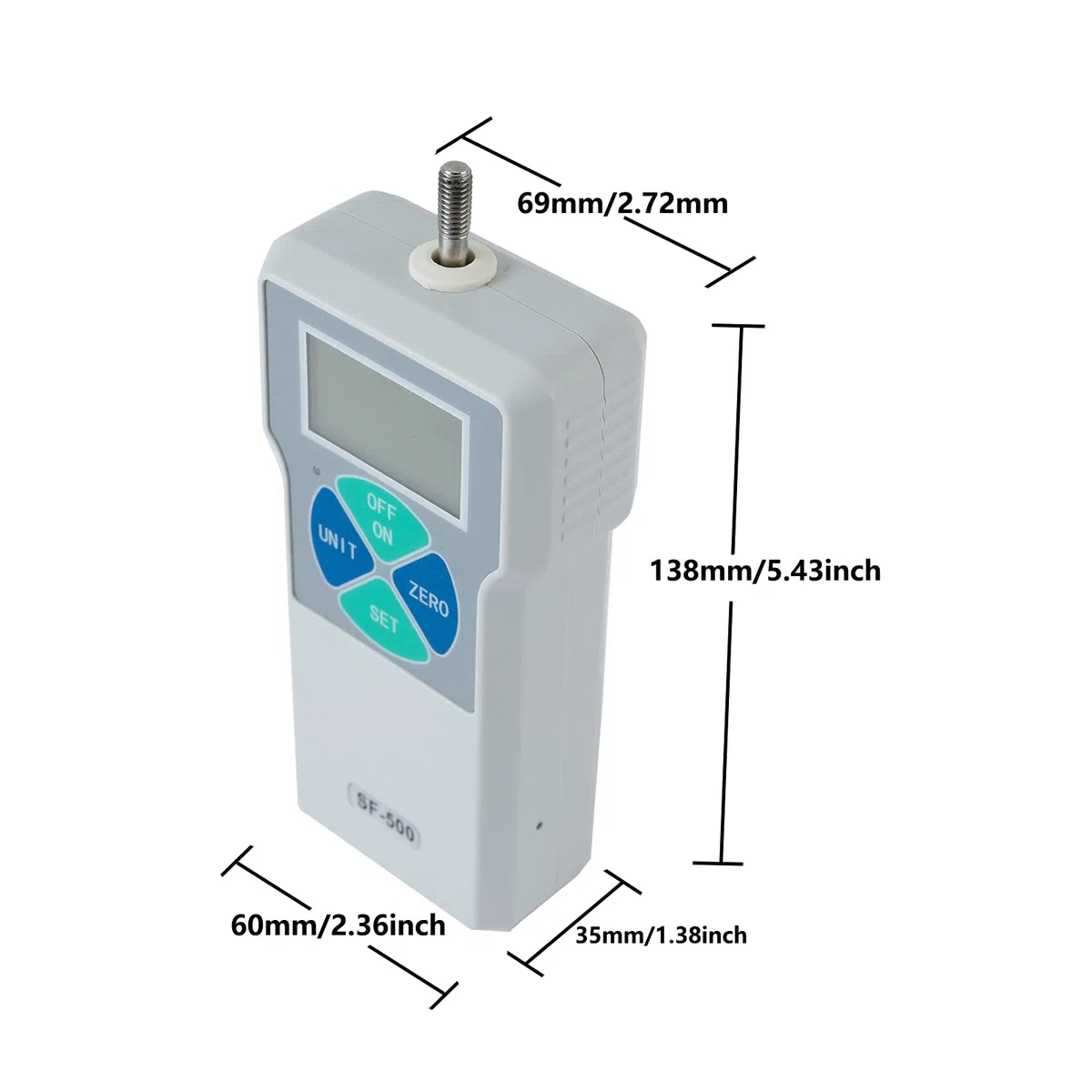 Beslands Medidor de Fuerza Push-pull, SF-500 Dinamometro Digital 500N LCD Escala del Probador de Fuerza, Alta Sensibilidad y Precisión
