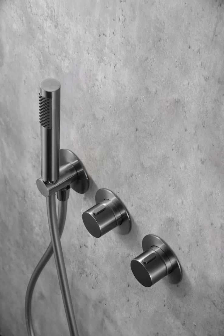 IMEX GTA052/BGM Assen Grifo Termostático Ducha Empotrado 2 Vías Black Gun Metal