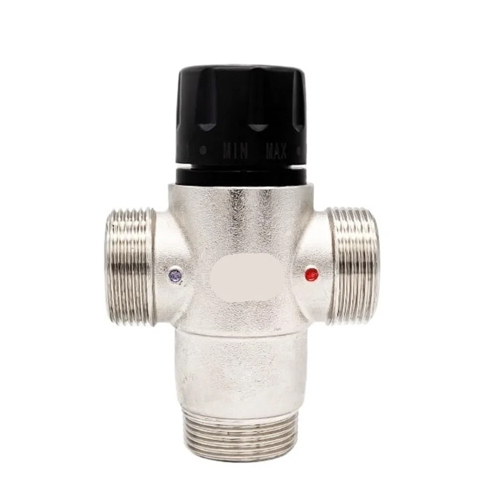 Válvula mezcladora termostática DN32 con rosca macho de 1 1/4 pulgadas for sistema calefacción agua caliente Válvula angular para baño.