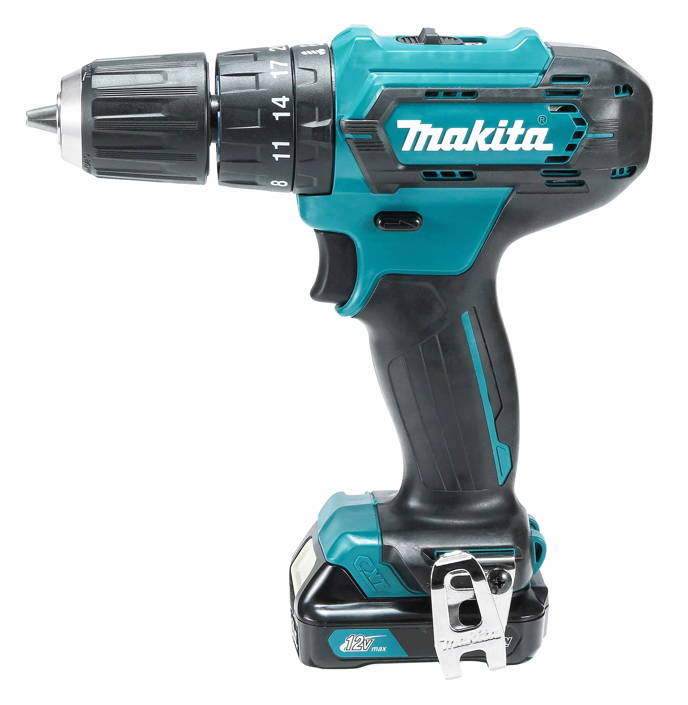 Makita HP333DSAX1 Taladro atornillador inalámbrico 12 V máx. / 2,0 Ah, 2 baterías y cargador en maletín de transporte