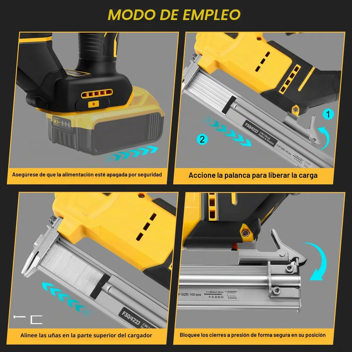 Clavadora inalámbrica de puntilla compatible con batería Dewalt 20V (sin batería), grapadora eléctrica sin escobillas de 18GA con 500 clavos y 500 grapas, pistola de clavos inalámbrica de 2 modos para