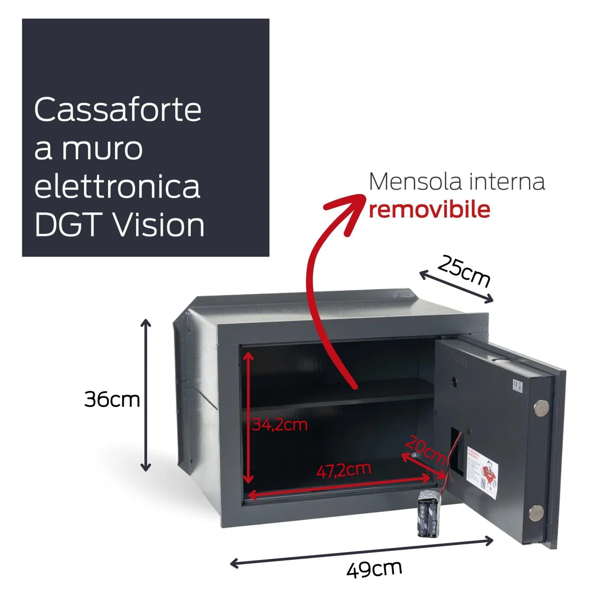Cisa 2717620 82710/51 Cajas de Caudales, Electrónico, 49 x 36 x 25