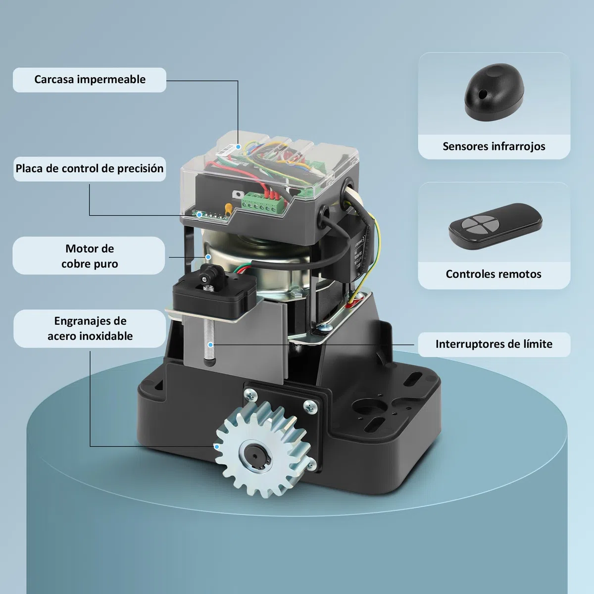 CO-Z 200W Motor para Puerta Corredera Capacidad 600KG Abridor de Puerta Corredera con Cremallera de Acero y Control Remoto