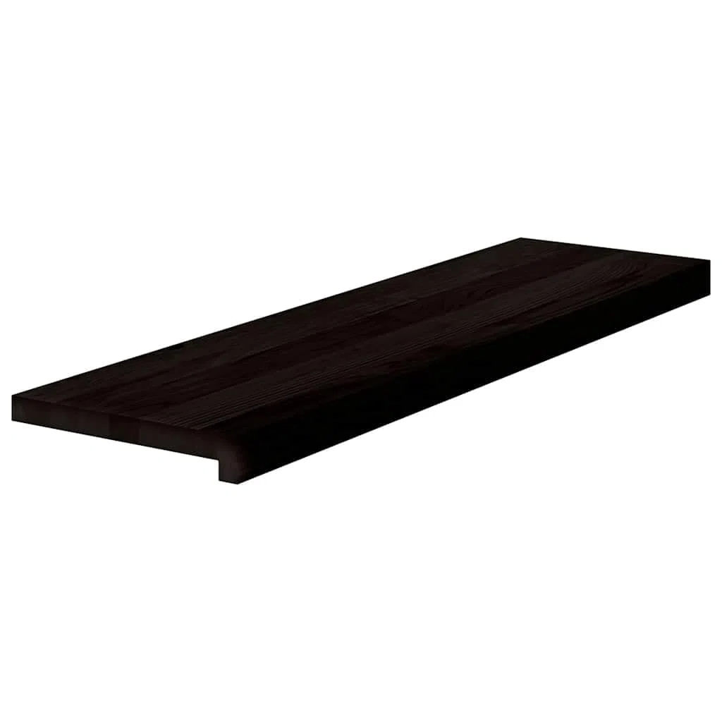 vidaXL Peldaños de escalera 2 uds madera maciza roble marrón oscuro, peldaño de escalera, peldaño de escalera de roble, alféizar de ventana