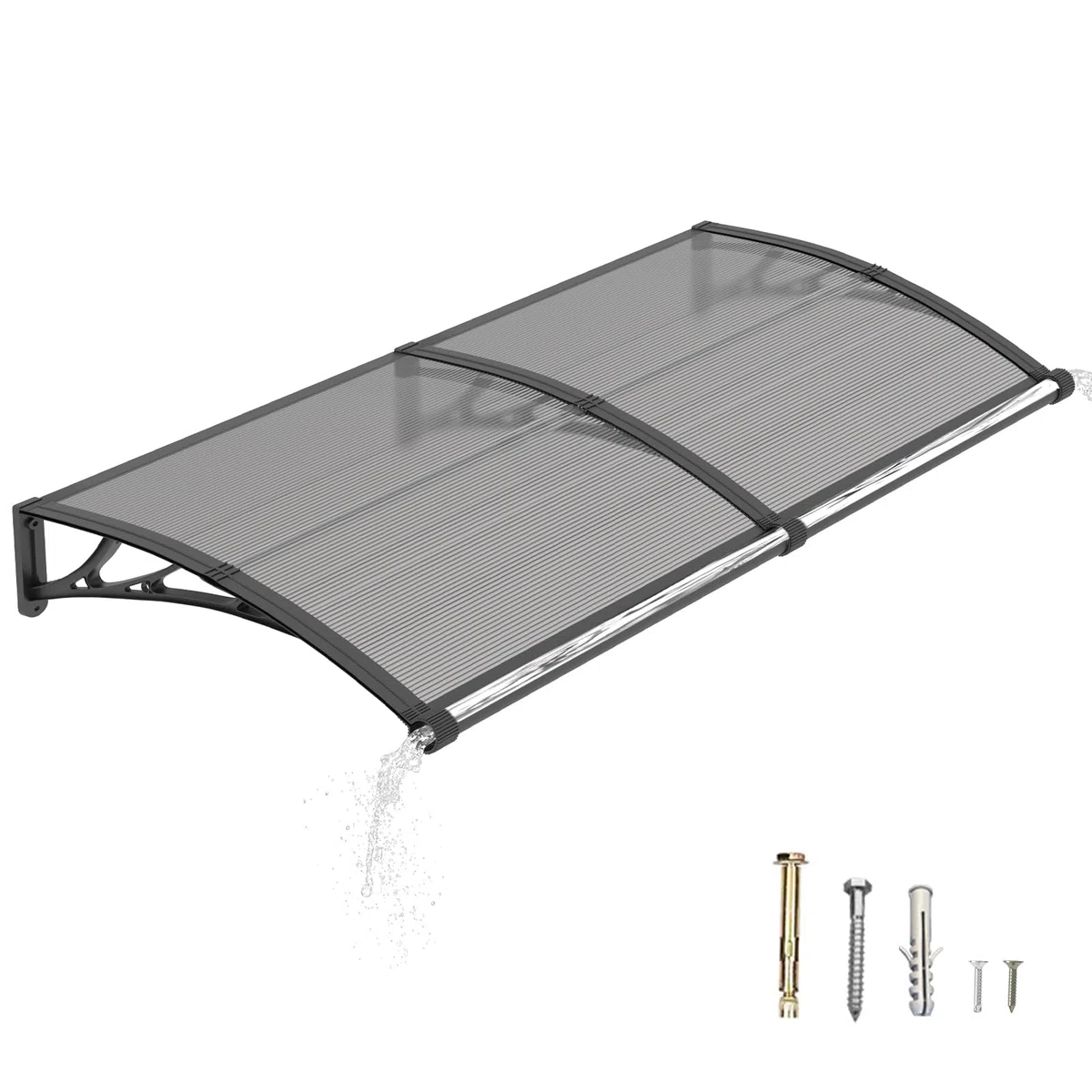 Marquesina Puerta Exterior 80 x 150 cm – Marquesina Exterior con Drenaje de Policarbonato y Soportes de ABS, Protección contra Lluvia, Nieve y Rayos UV para Puerta, Ventana y Terraza