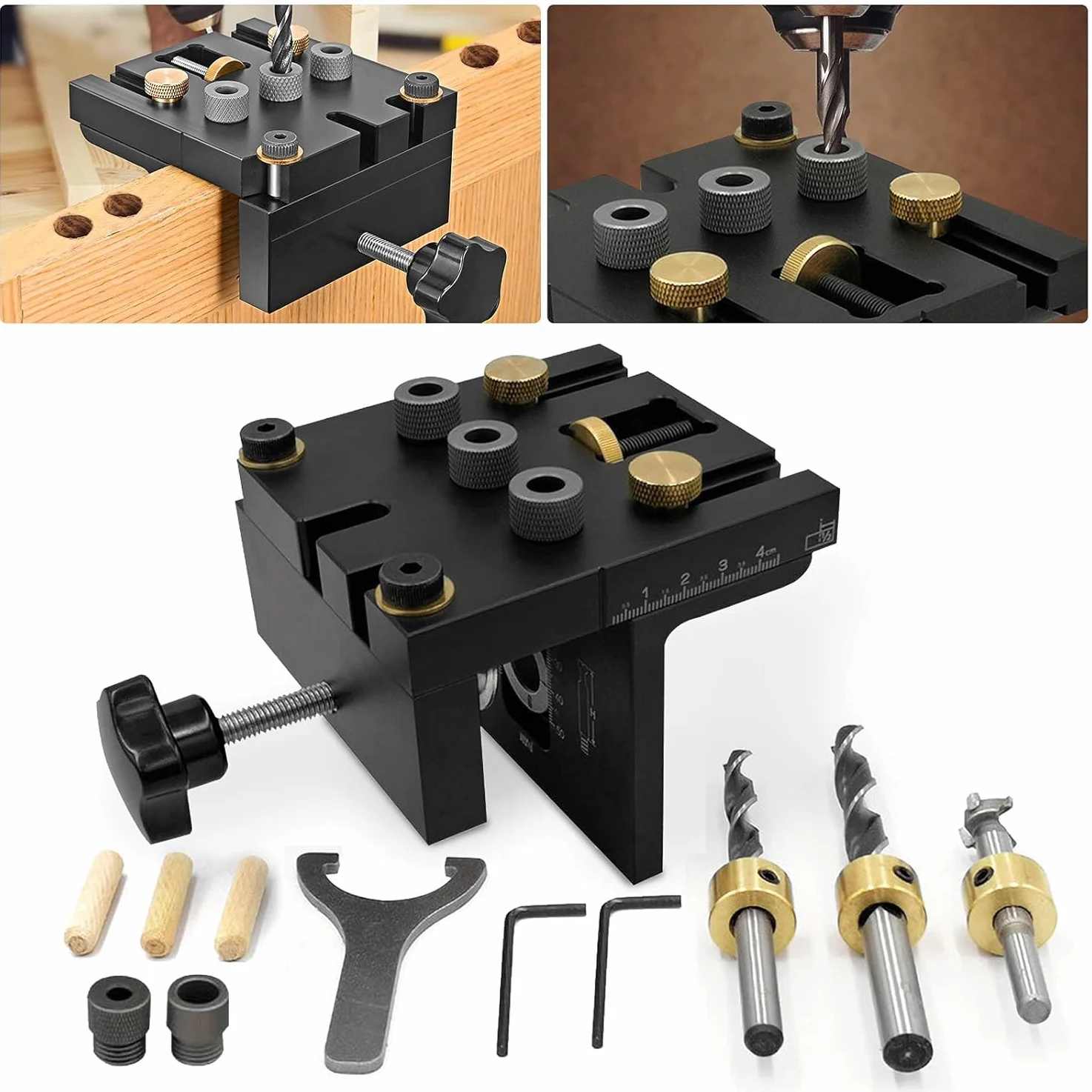 Kit de plantillas de orificio de bolsillo 3 en 1 6/8/10/15mm con clip de posicionamiento
