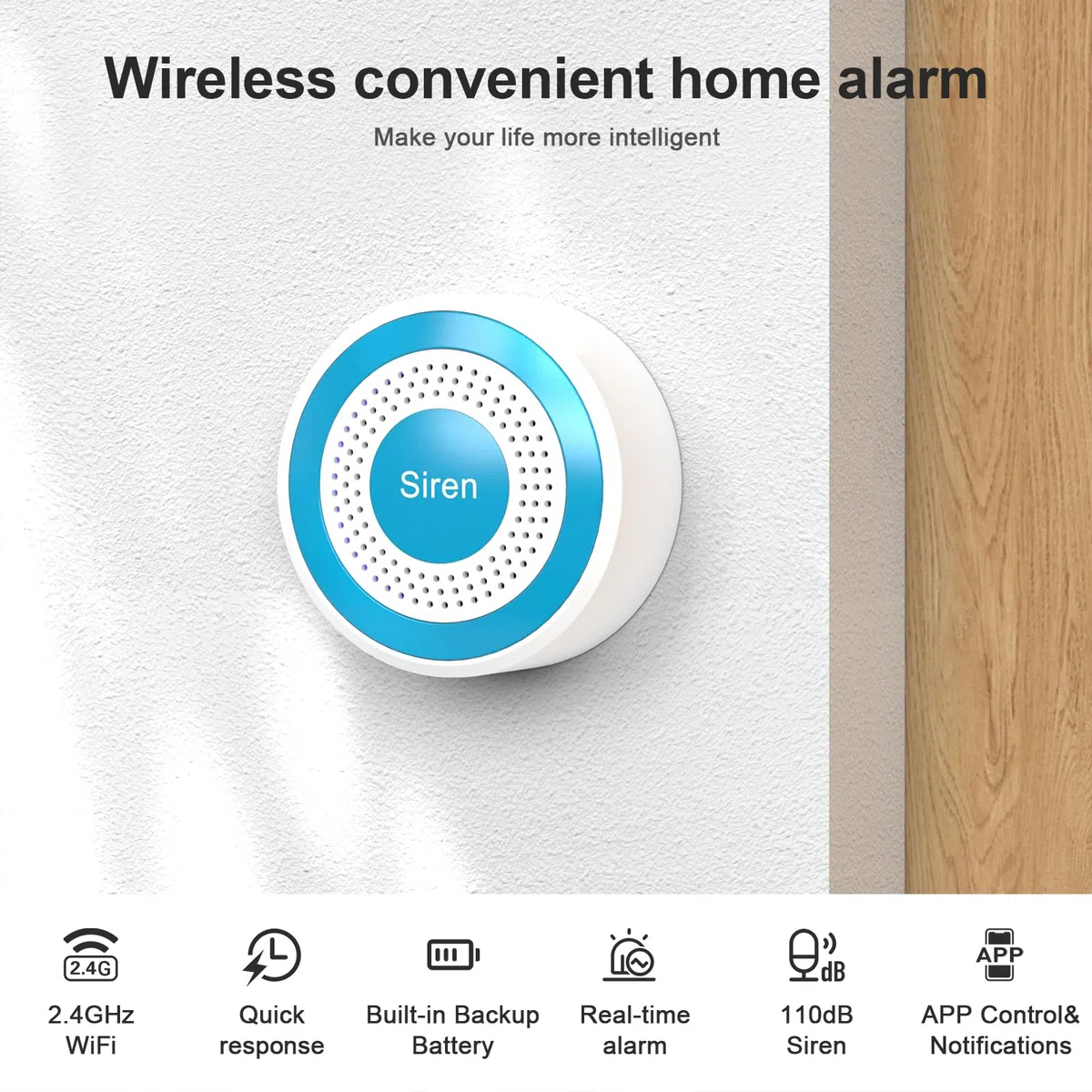 PGST Sistema de Alarma Inalámbrica para Hogar - Kit de Seguridad Inteligente con Alertas Instantáneas en App Tuya,Incluye Sirena,Sensores de Puerta/Movimiento y Mando,Compatible con Alexa