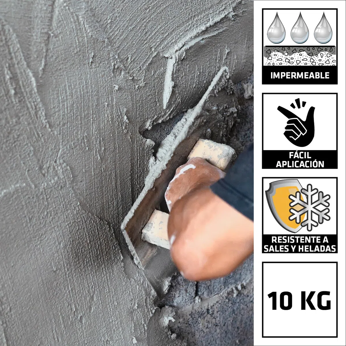 SIKA - Mortero impermeabilizante - Sika MonoTop-107 Plus ES - Gris - Uso en interior y exterior - Hormigón, mortero, piedra y fibrocemento - 10 kg
