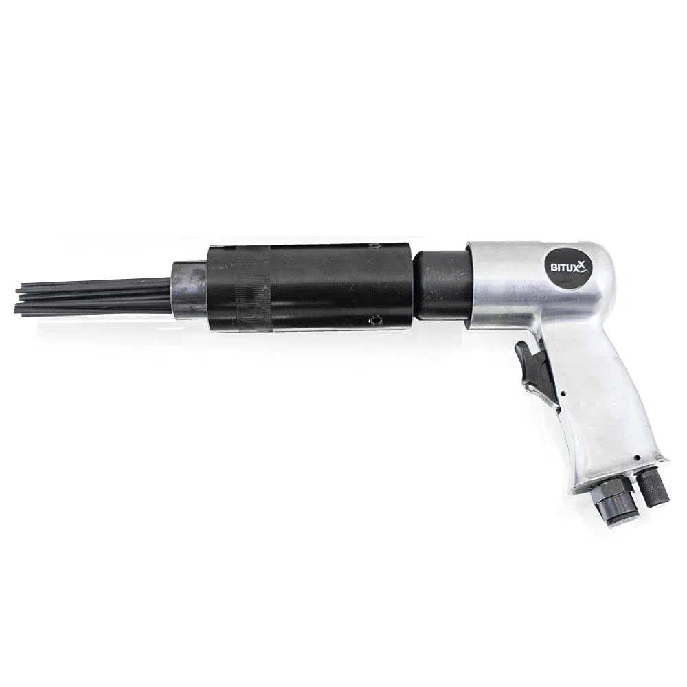 Bituxx Pistola de agujas de aire comprimido, eliminador de óxido, 4000 rpm, 1 cabezal de aguja con 19 agujas de 3 mm de diámetro