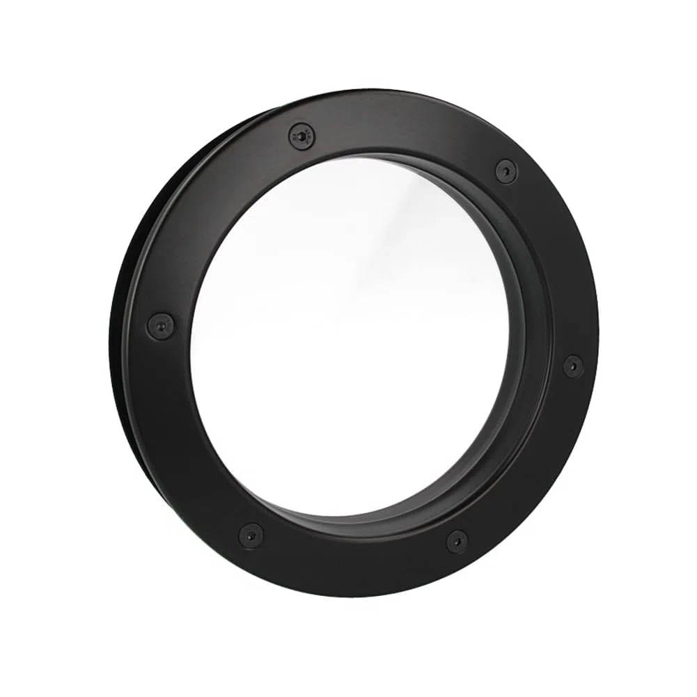 MLS Ojo de Buey B4000, de Aluminio Robusto, Vidrio de Seguridad VSG, para Puertas de 40 mm de Espesor, Tornillos de Fijación Visibles en Ambos Lados, 300 mm de Diámetro, Vidrio Transparente, Negro
