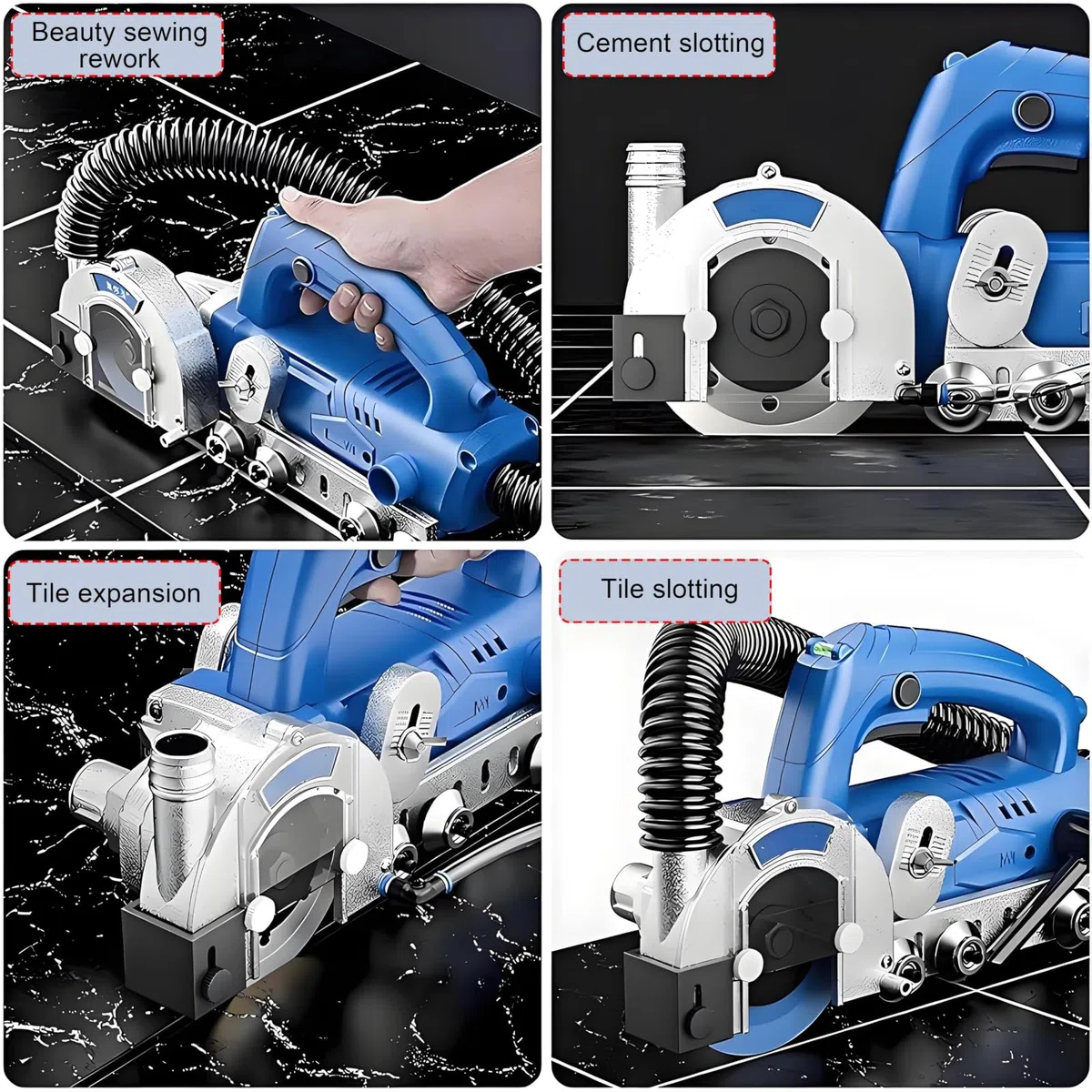 Herramienta limpiadora de juntas eléctrica, herramienta para ranurar, limpiador de juntas de azulejos sin polvo de 1200W, espesor de hoja de sierra ajustable de 9000RPM, para cocina, baño, dormitorio