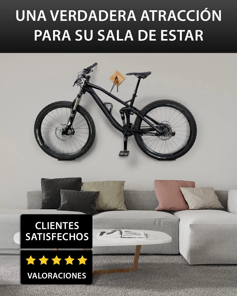 Soporte para bicicleta PARAX - Soporte de pared para bicicleta - Almacenamiento de bicicleta interior - para MTB, E-Bike, bicicleta de mujer, bicicleta de carretera, bicicleta gravel - hasta 35 kg - de madera