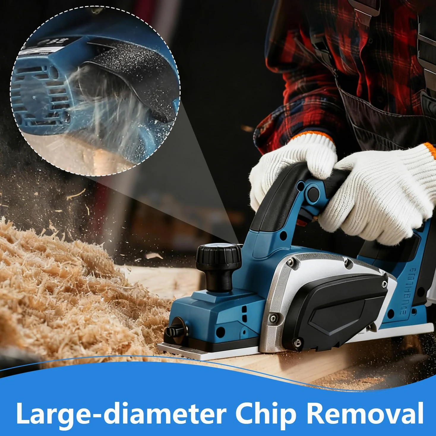 Cepillo eléctrico para madera, cepillo inalámbrico compatible con Makita 18 V batería, 15000 rpm cepilladora para trabajar la madera de puertas y muebles de casa (sin batería ni cargador)