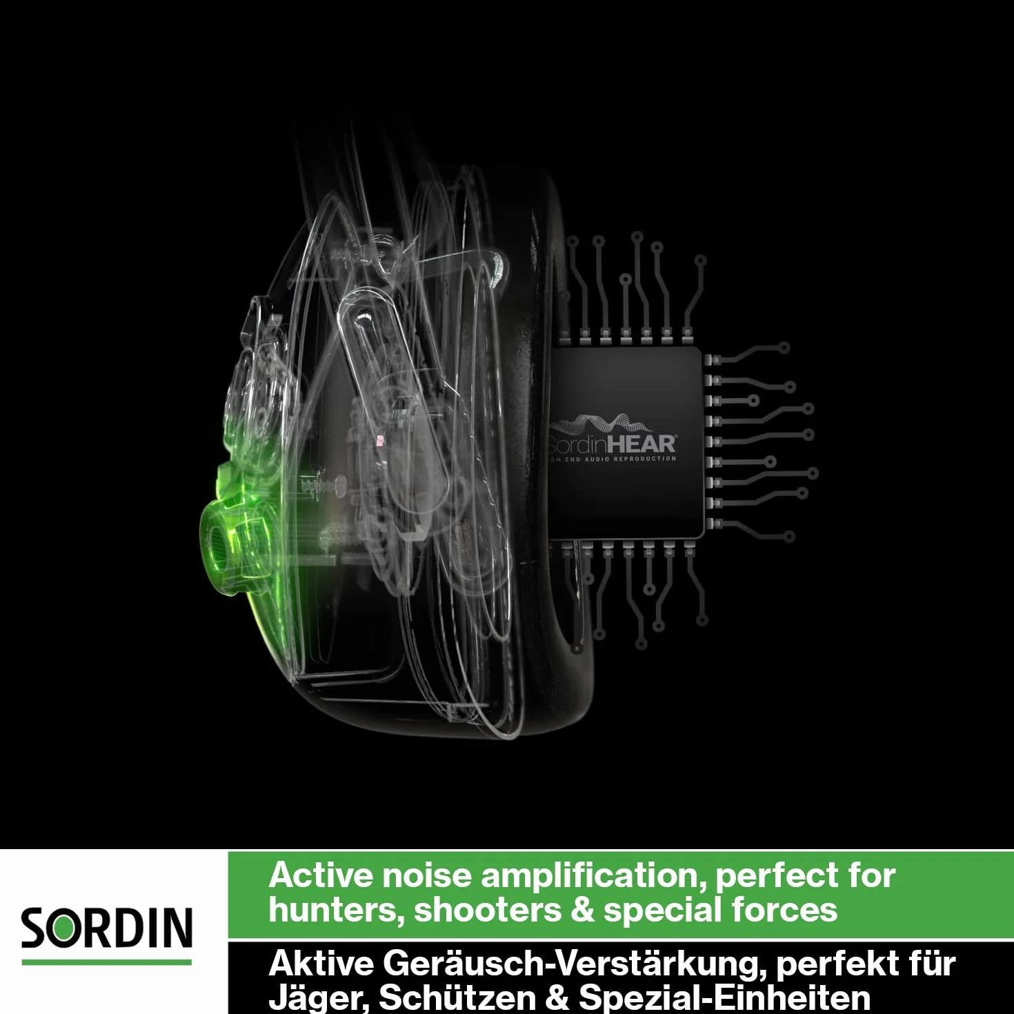 Sordin Pro X LED Cascos - 75302-X-08-S - Auriculares Ultrafinos Electrónicos | Orejeras de Protección Auditiva | Diseño Extraplano para Cazadores - Tiradores y Aficionados a la Caza - SOR75302-X-08