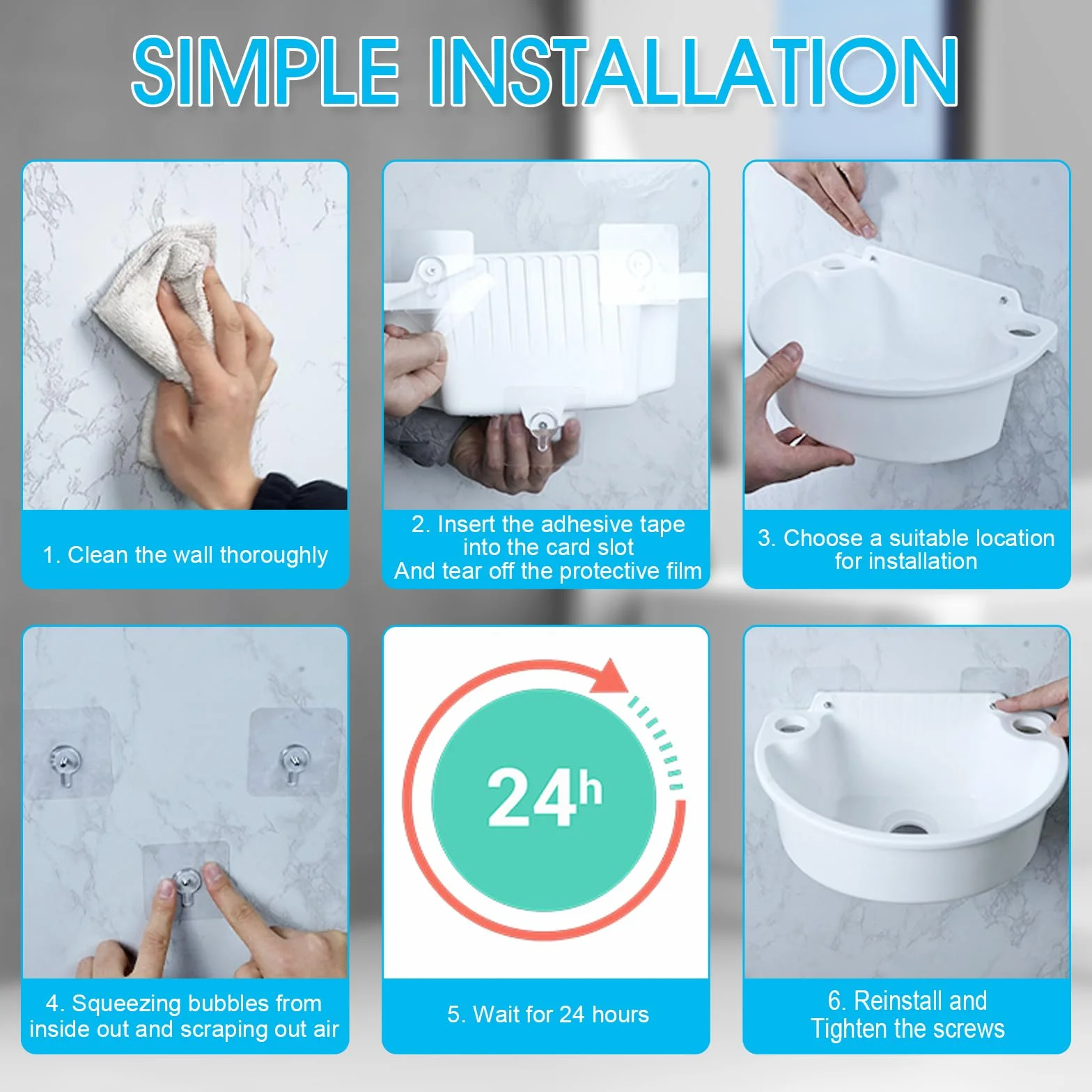 Fregadero de plástico, fregadero de lavabo, pequeños lavabos colgantes con accesorios de drenaje, fregadero para autocaravana para camping, jardín, sótano, baño de obra (blanco)