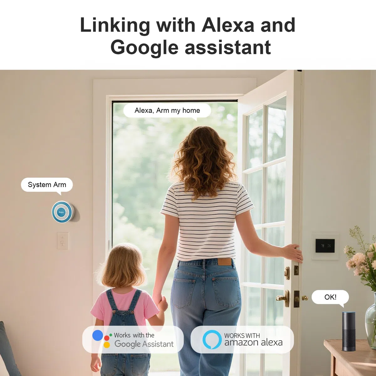 PGST Sistema de Alarma Inalámbrica para Hogar - Kit de Seguridad Inteligente con Alertas Instantáneas en App Tuya,Incluye Sirena,Sensores de Puerta/Movimiento y Mando,Compatible con Alexa