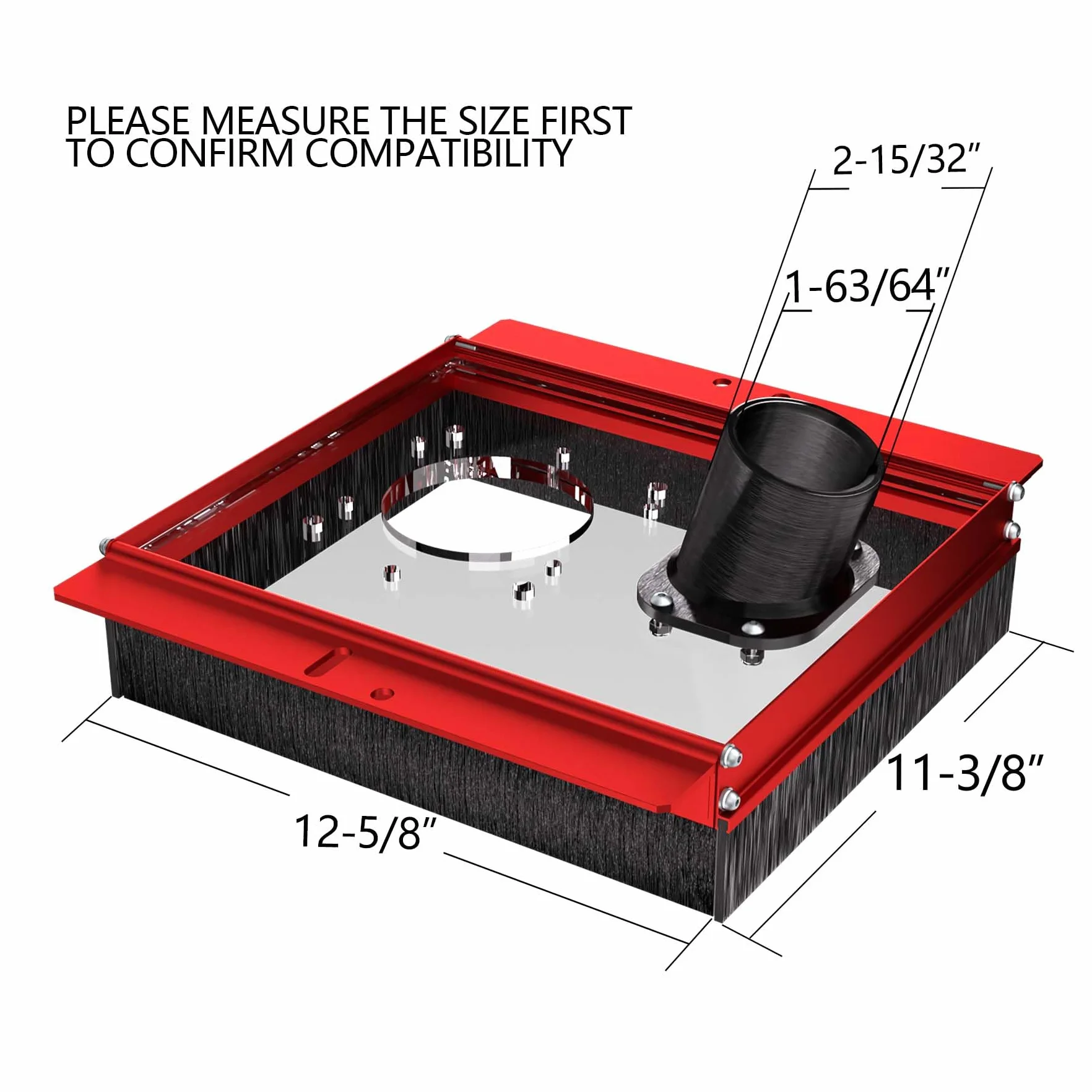 SpeTool Cubierta colectora de polvo para trineo de fresa plana, interfaz de recogida de polvo de 2-15/32 pulgadas, accesorio para aplanar la placa compatible con la mayoría de los routers
