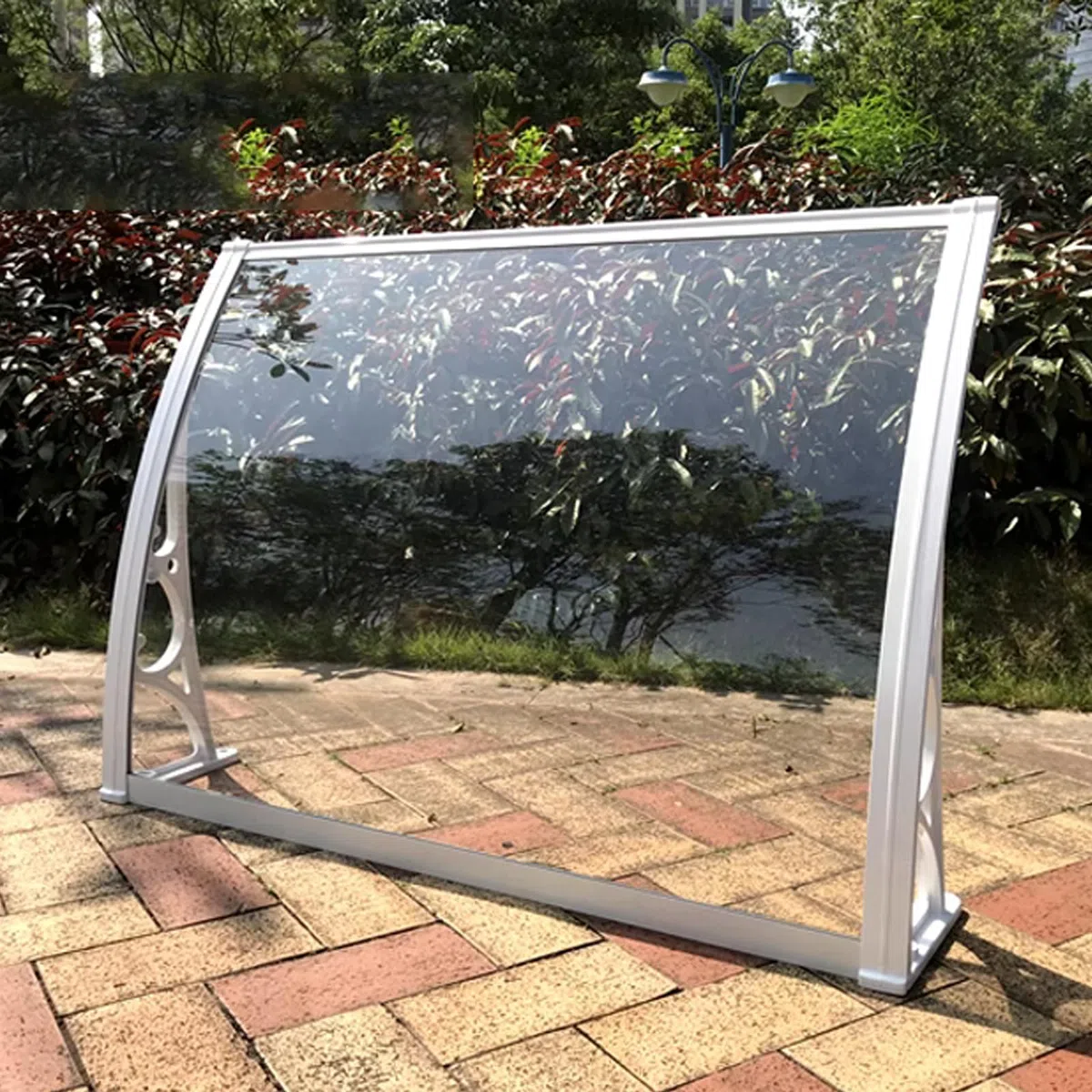 Marquesinas Exterior para Puertas y Ventanas,Marquesina para Puerta de Entrada,Contra Sol y Lluvia Para Balcón,Patio,con Paneles de Policarbonato Transparente,Soporte Blanco (100x200cm/39"x79")