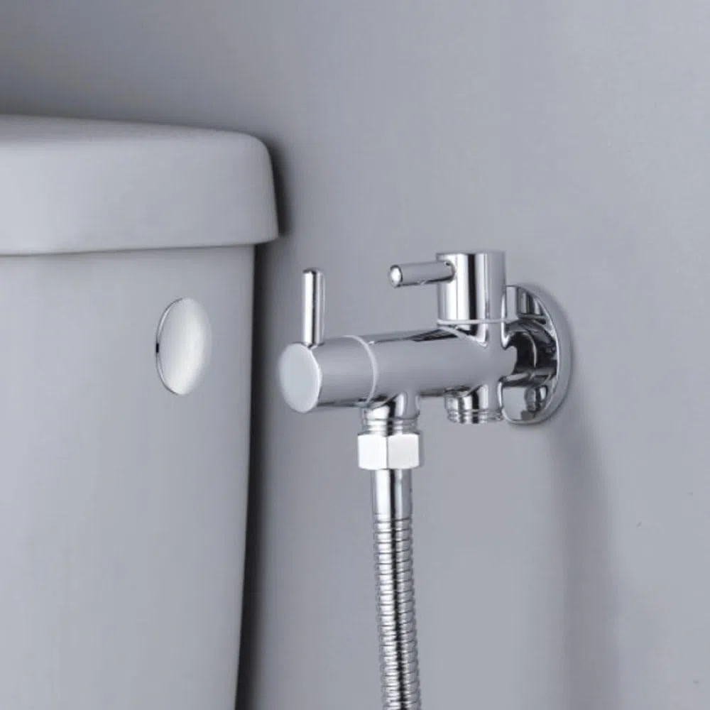 Kibath 414151 higiene íntima con instalación sin Obra sustituto del Bidet. Grifo para WC. Sólo Agua fría, Cromo Brillo