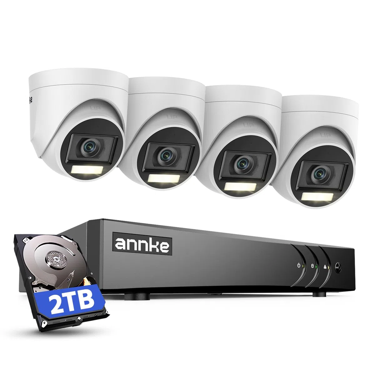 ANNKE 3K Kit Telecamere Videosorveglianza con Audio e Visione Notturna a Colori, H.265+ DVR 8 Canali con Rilevamento Uomini/Veicoli, 4X 3K Videocamera Esterna, Hard Disk da 2TB, Accesso Remoto, IP67
