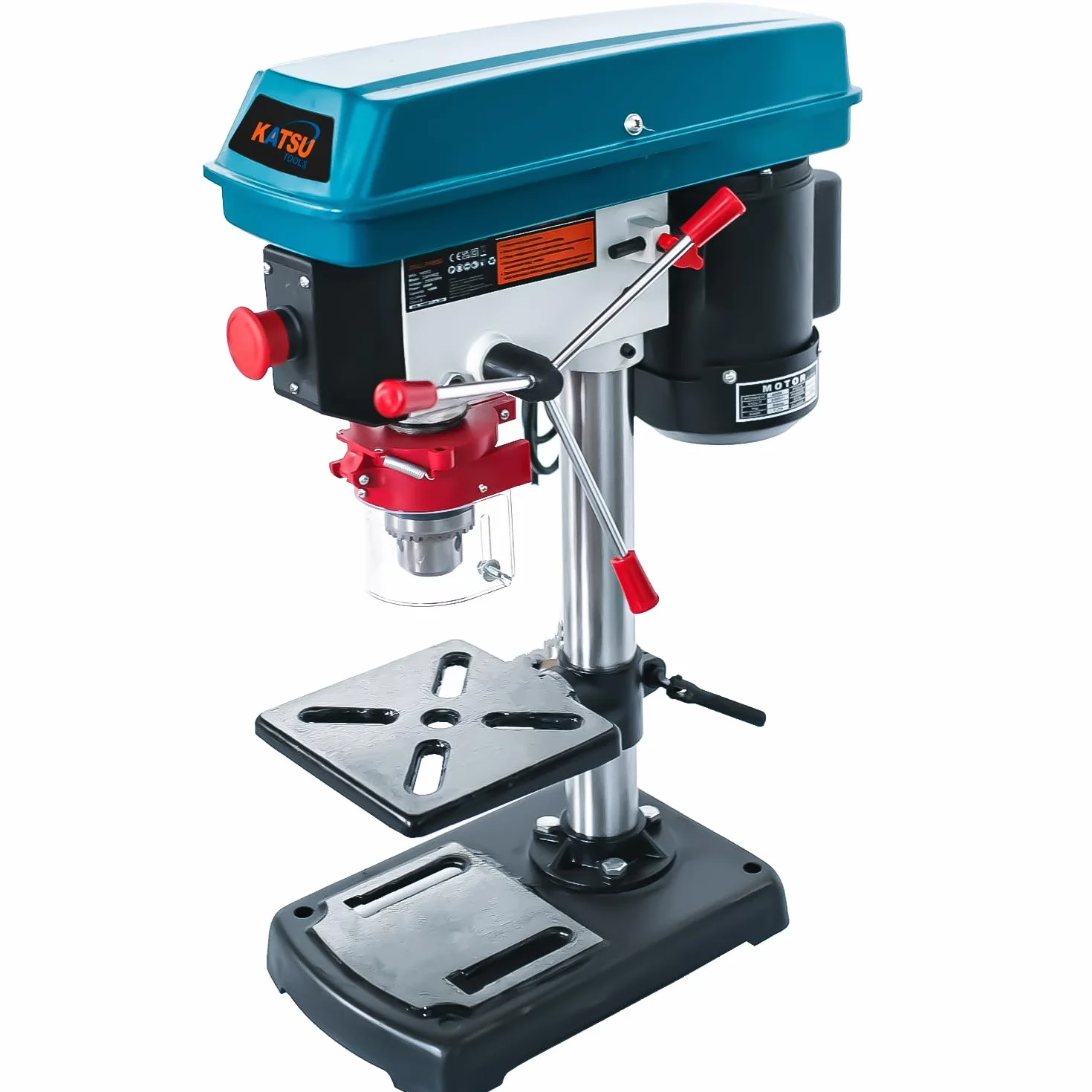 KATSU Tools Prensa de taladro de pilar de banco de 400 W + portabrocas de 16 mm + interruptor electrónico de velocidad variable de 5 velocidades + profundidad máxima de perforación de 50 mm + máx.