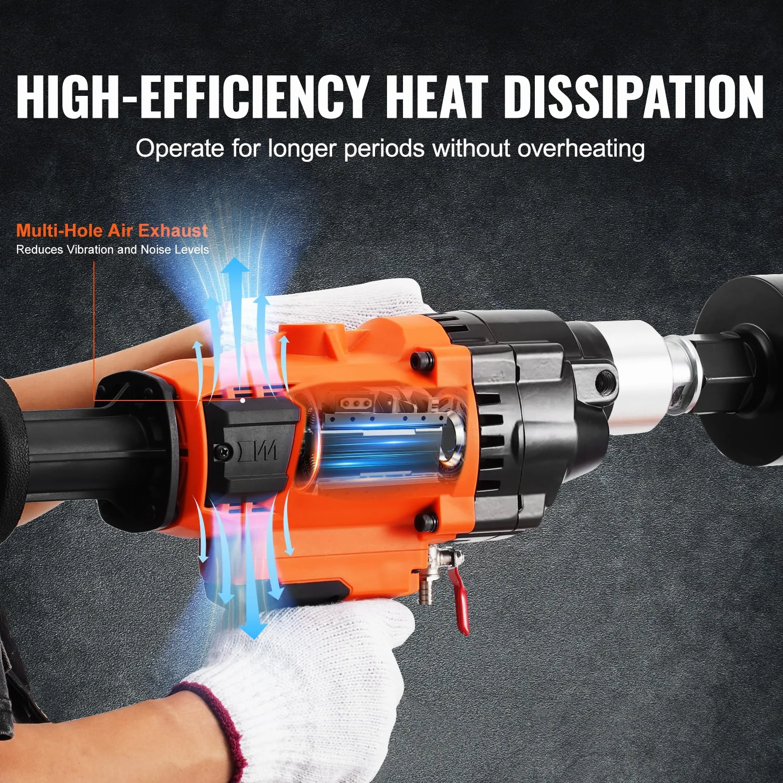 VEVOR Taladro de núcleo Portátil de 20-180 mm de Diámetro de Perforación con Soporte y Broca de Núcleo, Taladro de Núcleo de Hormigón de 2600 W, Uso Húmedo y Seco para Hormigón, Ladrillo, Mármol