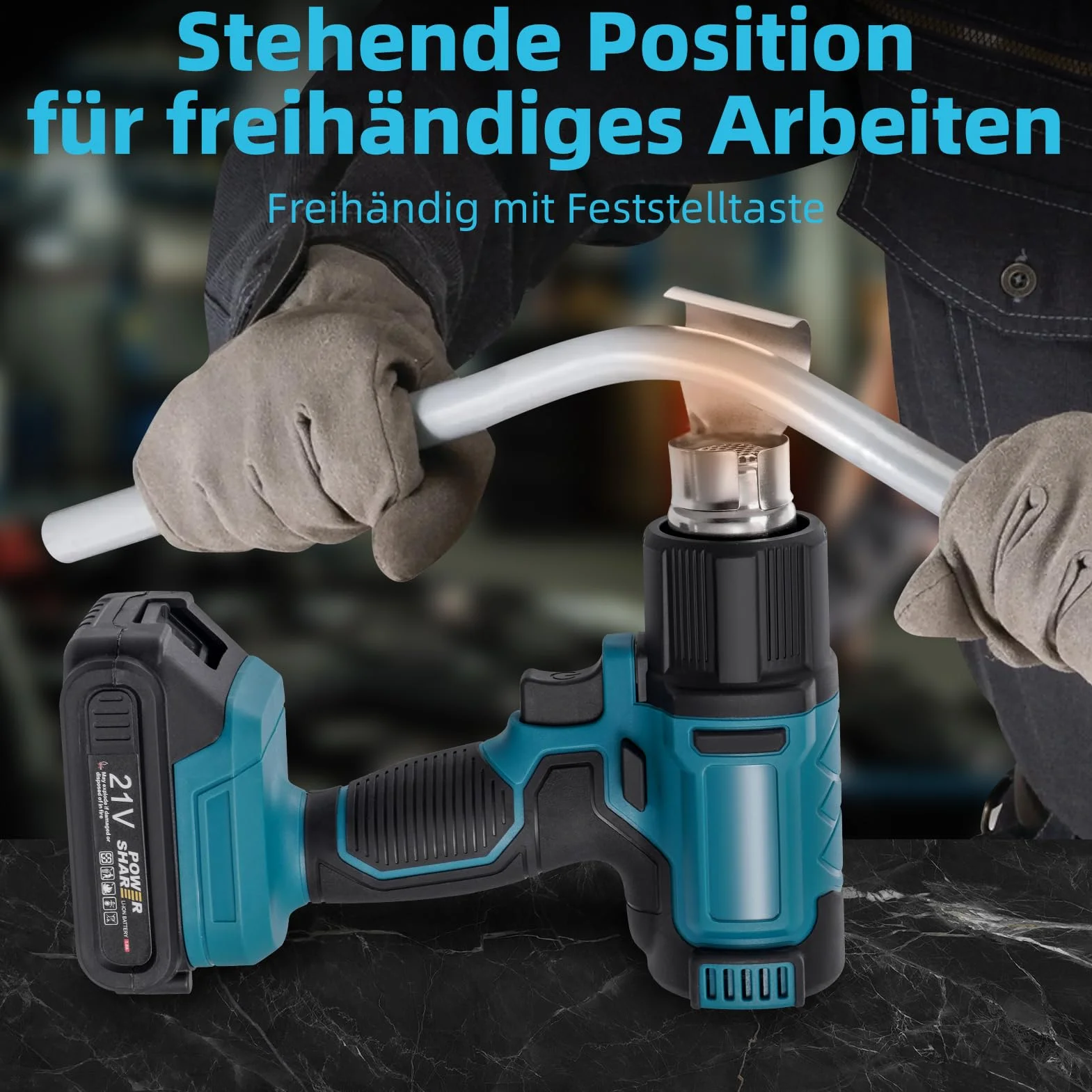 Kit de pistola de aire caliente con batería de 200 ℃ y 300 ℃ con 2 baterías de 21 V, pantalla digital LCD, 3 boquillas, soplador de aire caliente eléctrico, calentamiento rápido para decapar