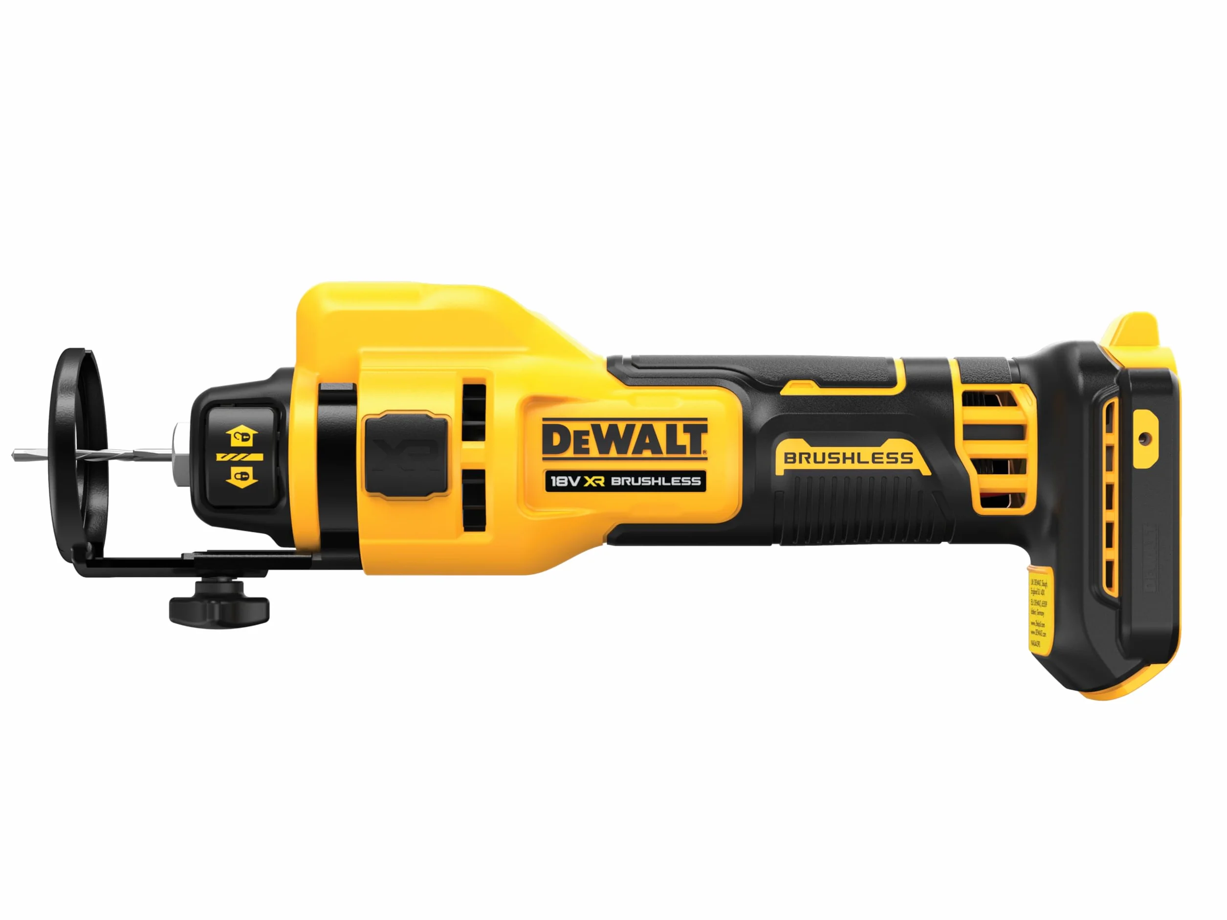 DEWALT DCE555N-XJ XR 18V Sierra de Corte, sin Escobillas para Panel Yeso, 26.000 RPM, Luz LED, Incluye Pinzas 3.2 mm y 6.4 mm