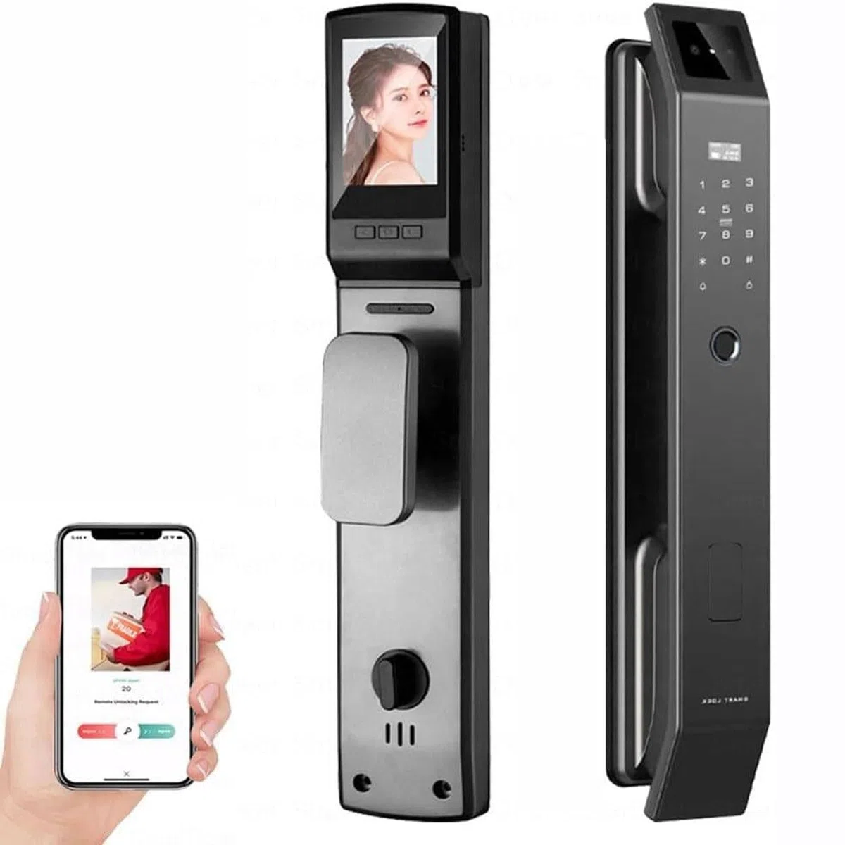 Cerradura de Puerta con reconocimiento Facial 3D, Cerradura de Puerta Inteligente con cámara, Cerradura de Puerta Digital WiFi con Huella Dactilar for Puerta de Entrada con cámara