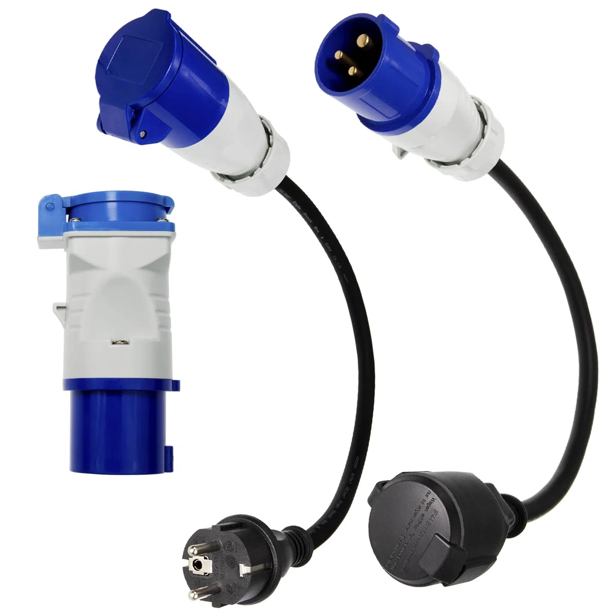 3 adaptadores CEE CEE a Schuko a Enchufe CEE 230V 16A para Camping y autocaravanas
