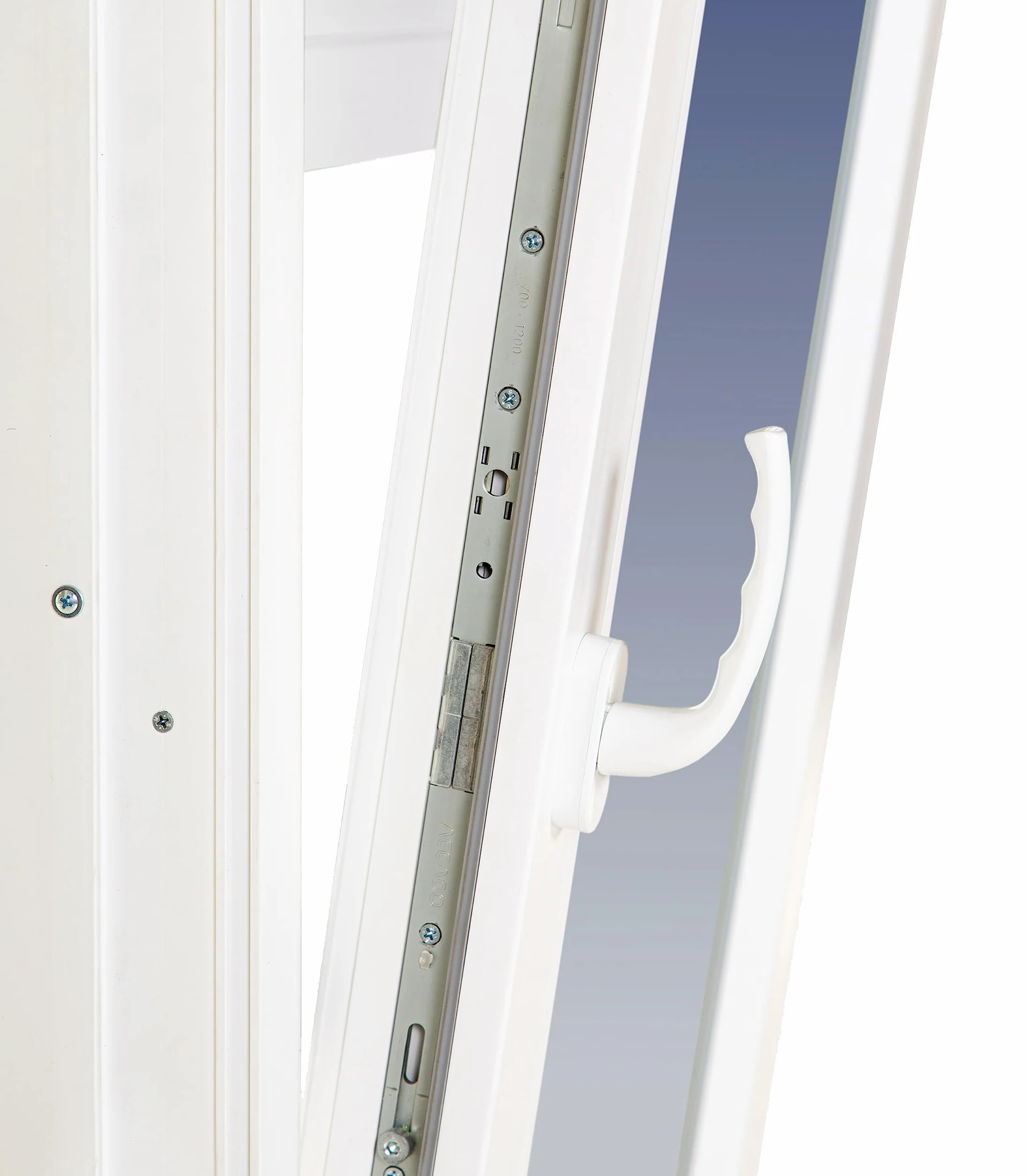 Ventanastock Puerta Balconera PVC 800x2185 Practicable Oscilobatiente 1 hoja apertura Izquierda con persiana de PVC