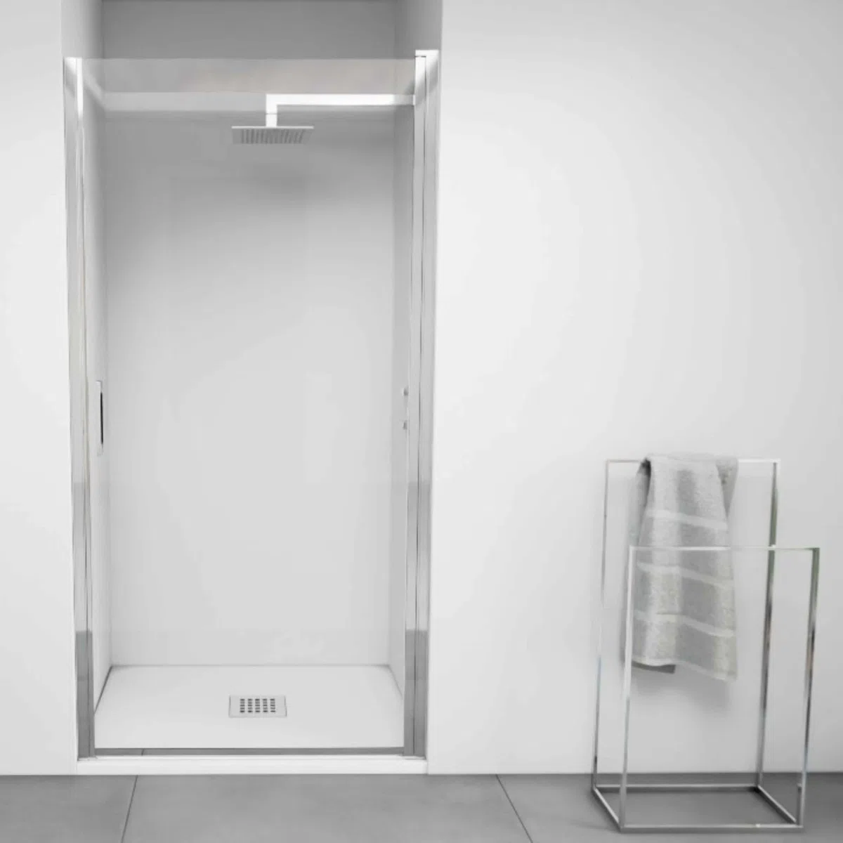 BELLOBATH - Mampara de Ducha Puerta Abatible Reversible - Vidrio Transparente 6 mm Antical - Sin Perfilería Inferior - Plata Brillo - Ancho adaptable 66-69 cm