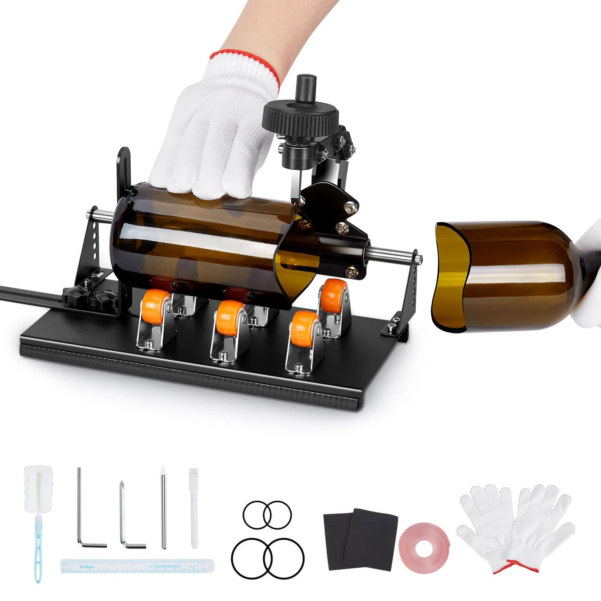 Kit de cortador de botellas de vidrio, FIXM DIY cortador de vidrio para botellas con ancho ajustable, DIY cualquier obra de arte con un juego completo de accesorio