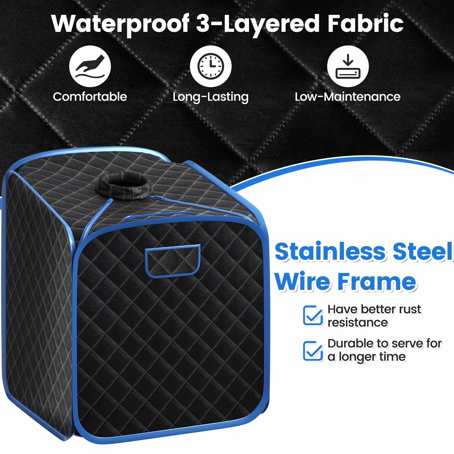 HOMASIS Mini Sauna De Vapor Portátil, Tienda de Sauna Plegable De Vapor 2 L, Sauna Para Hogar Con Control Remoto, Masajeador Móvil con 9 Grados De Temperatura Y Temporizador, 85x84x106cm (Negro)