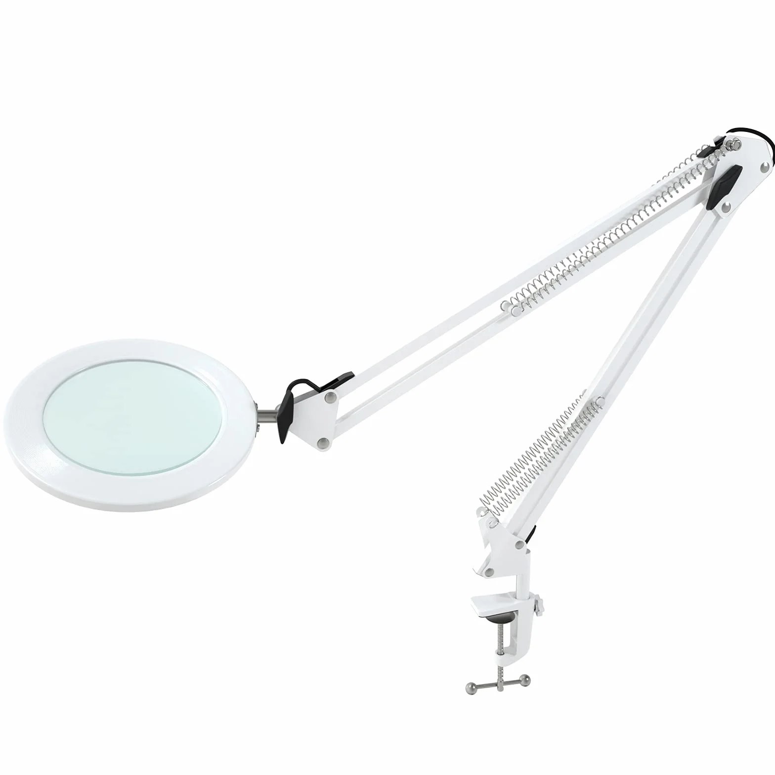 Lámpara de Aumento/Luz de Trabajo - Lente de Cristal 105 mm 5 Dioptrías, 750 Lúmenes Regulable 3 Colores, Brazo Articulado 90 cm para Trabajos de Precisión y Bricolaje