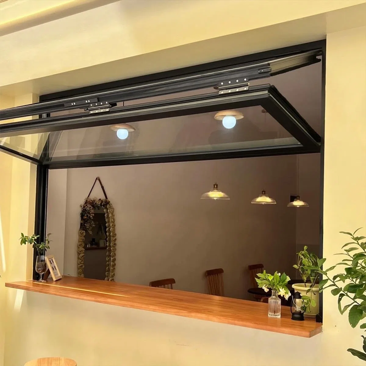 Ventana Plegable Interior de Doble Guillotina - Ventana de Concesión de Aluminio con Vidrio Reforzado. Ventana Corrediza Comercial Personalizable para Restaurante Café(White,WxH 48x32in/121.9x81.2cm)