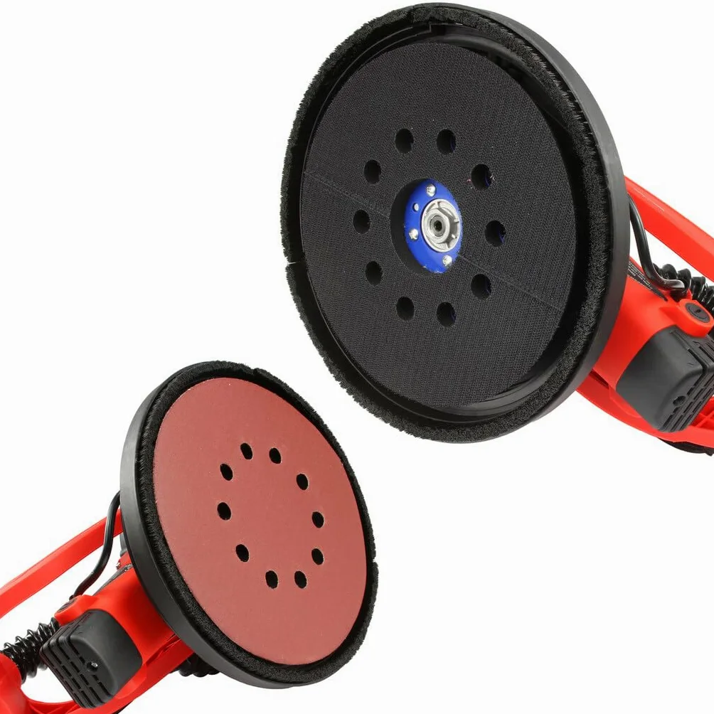 Lijadora de jirafa plegable | con luz LED | 0,75 kW | regulación de velocidad | 6 discos Ø22,5 cm | Grano P-80-P240 | Aspiración de polvo | Barra ajustable 150-220 cm | para placas de yeso