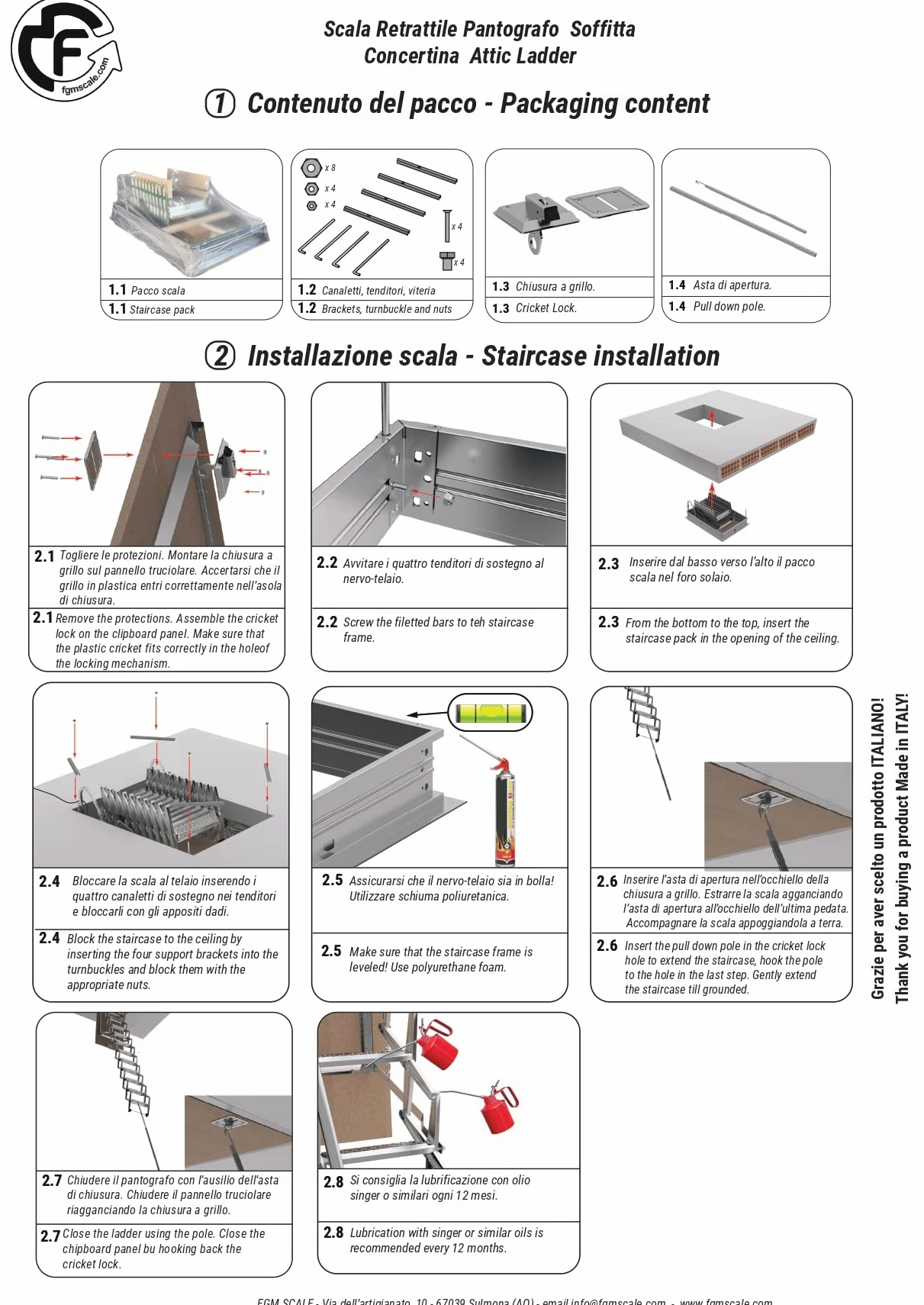 Escalera Escamoteable Pantógrafo Buhardilla | Lado de Las Gradas 50 | 50x80 H=276-300 cm