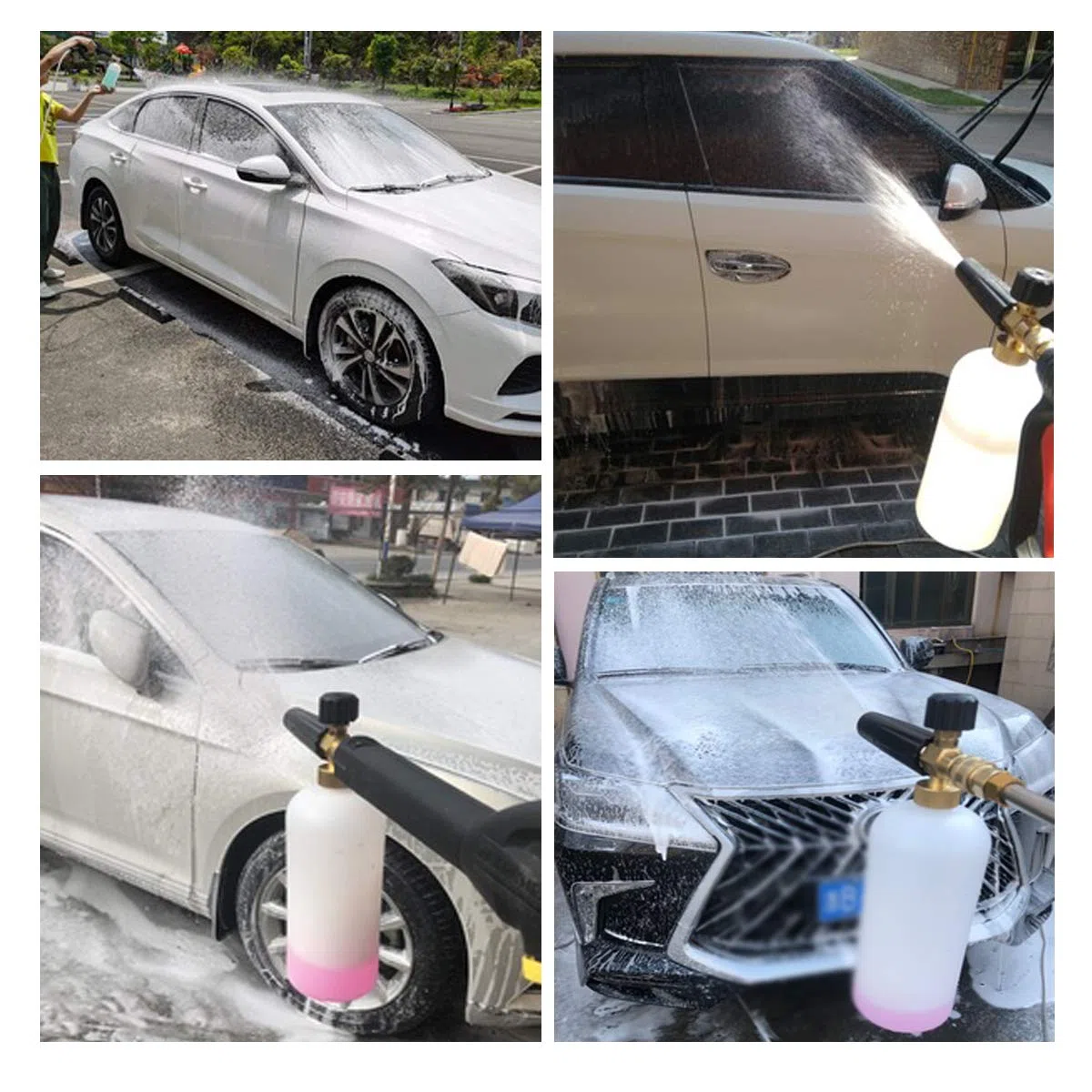 FreeTec - Lanza de espuma de nieve, 1 L, espuma de lavado, limpieza de coche, con conexión rápida, 1/4 "