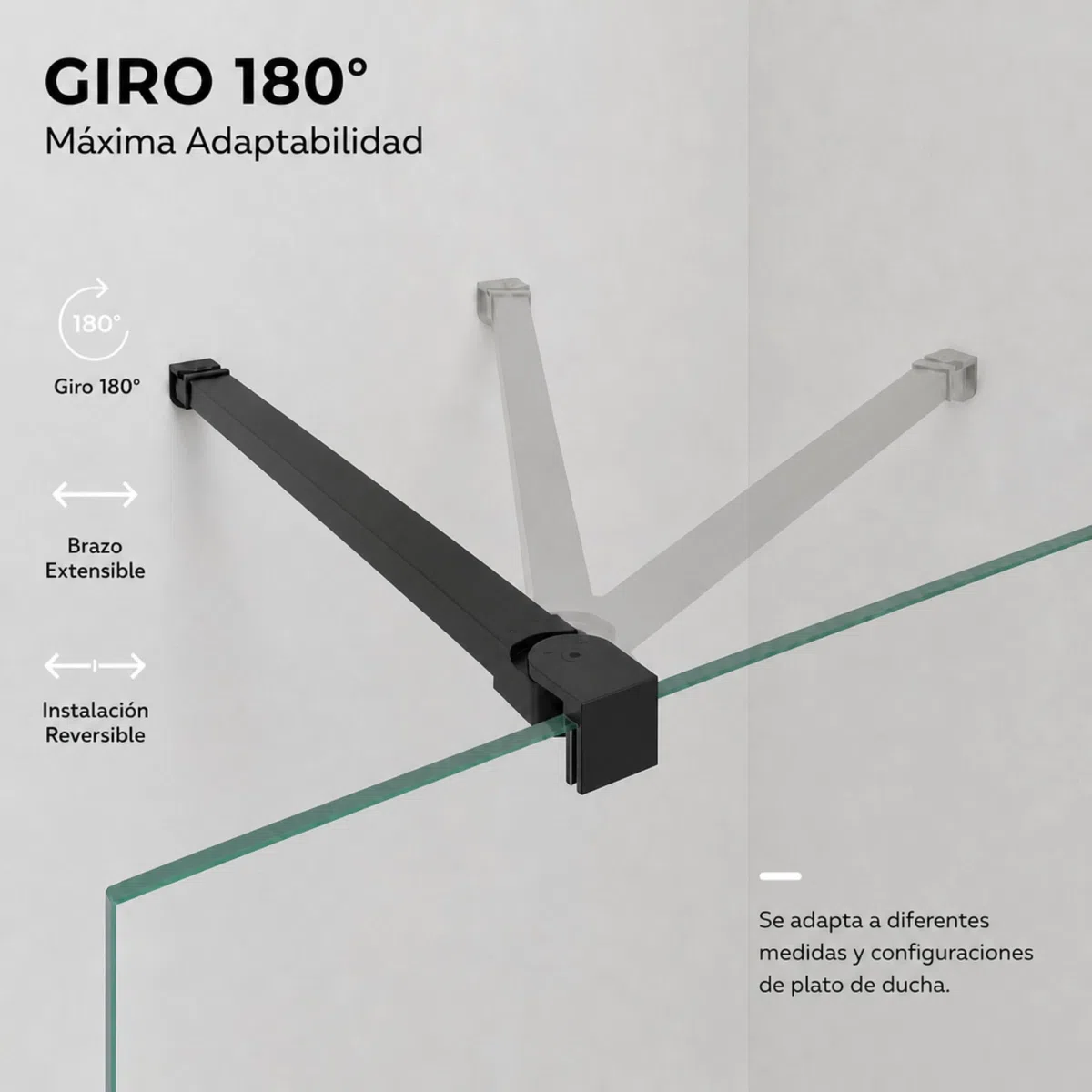 Mampara Ducha Fija - Mamparas de Ducha Fija con Cristal Templado 8 mm – Cristal Transparente con Tratamiento Antical - Perfilería Negro Mate – 88 a 90 cm (Ancho Adaptable) x 200 cm (Alto)