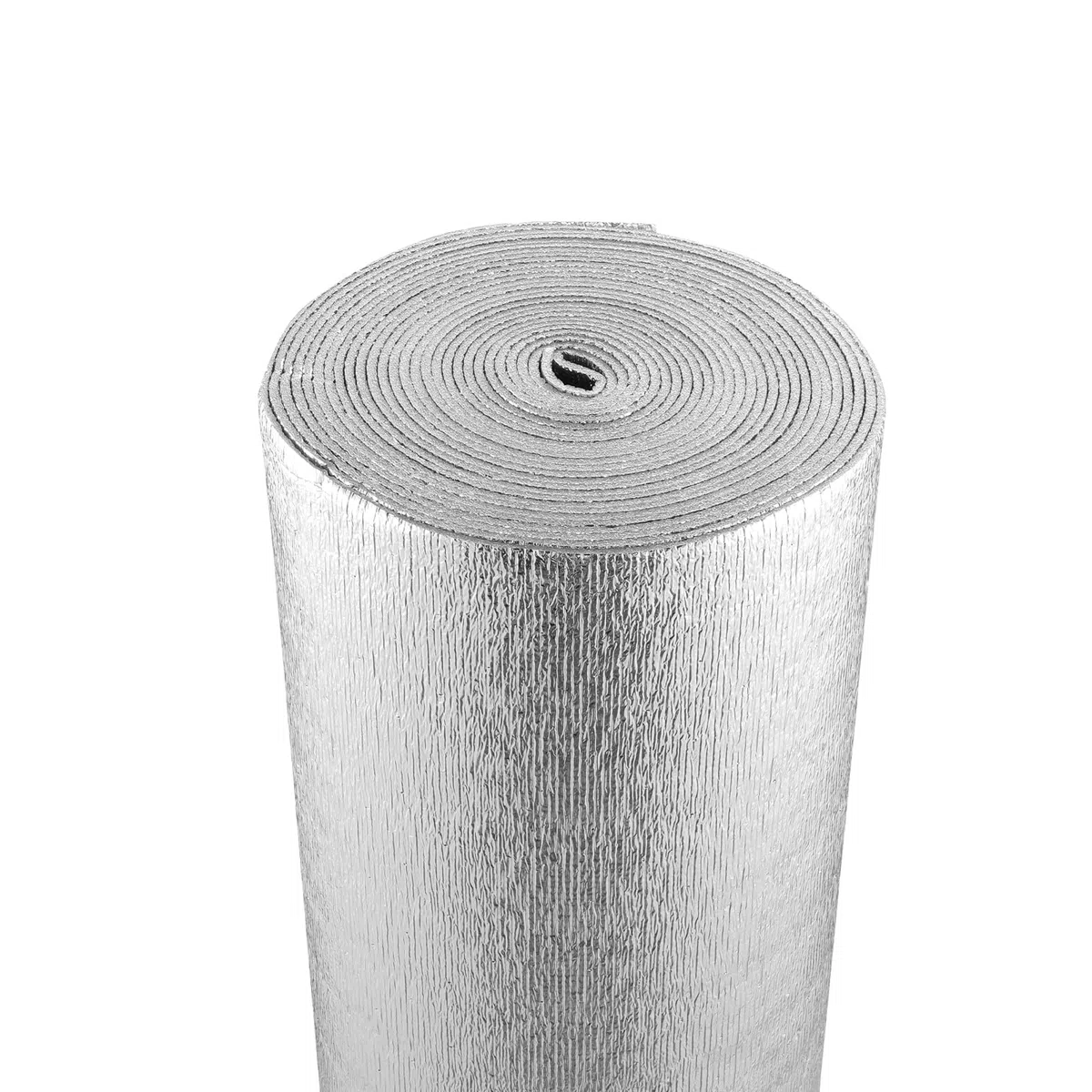 VEVOR Aislamiento Térmico Reflectante Doble Rollo de Aislamiento Barrera Radiante 15,24x1,22 m Núcleo de Espuma EPE Espesor de 5,5 mm Lámina de Aluminio Doble Cara para Ventana, Techo de RV