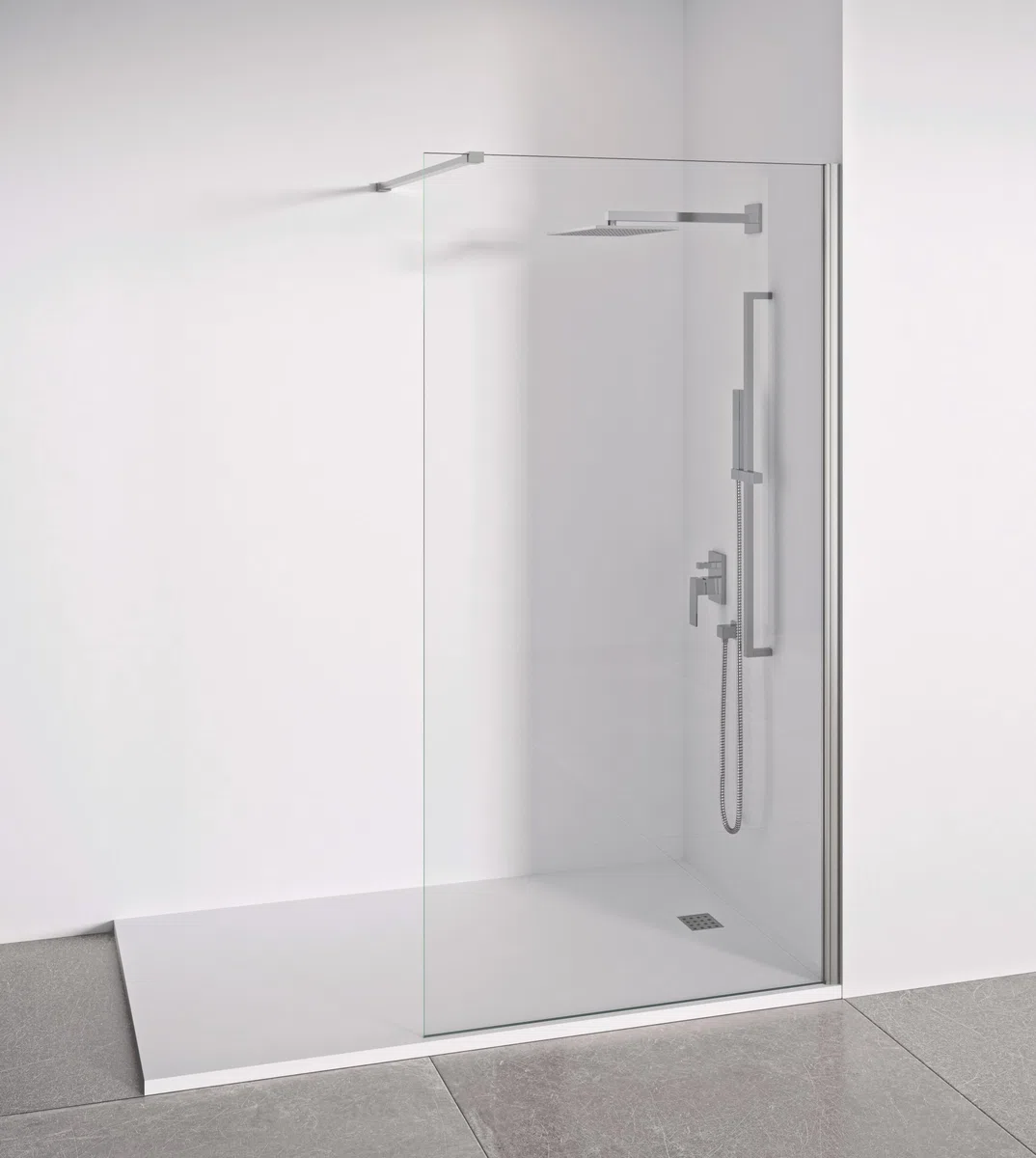 Mampara de ducha frontal panel fijo - Transparente - Cristal templado 8 mm Antical - Perfilería Plata Brillo - Ancho adaptable 78-80 cm - Alto 195 cm