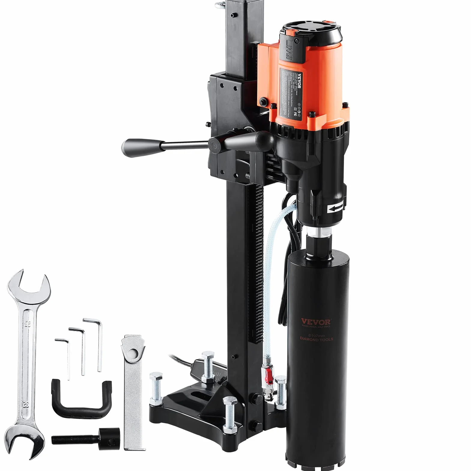 VEVOR Taladro de Diamante Diámetro Máximo de 20 cm Máquina Perforadora de Diamante Profundidad de 60 cm Perforación en Seco y Húmedo 750 rpm Taladro Diamantado para Construcción de Hormigón Armado