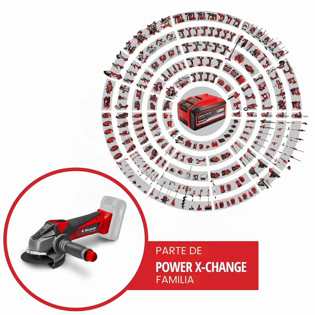 Einhell Amoladora angular con batería TE-AG 18/115 Li-Solo Power X-Change (18 V, 115 mm diámetro de disco, 28 mm profundidad de corte, arranquue suave, sin disco, sin batería)