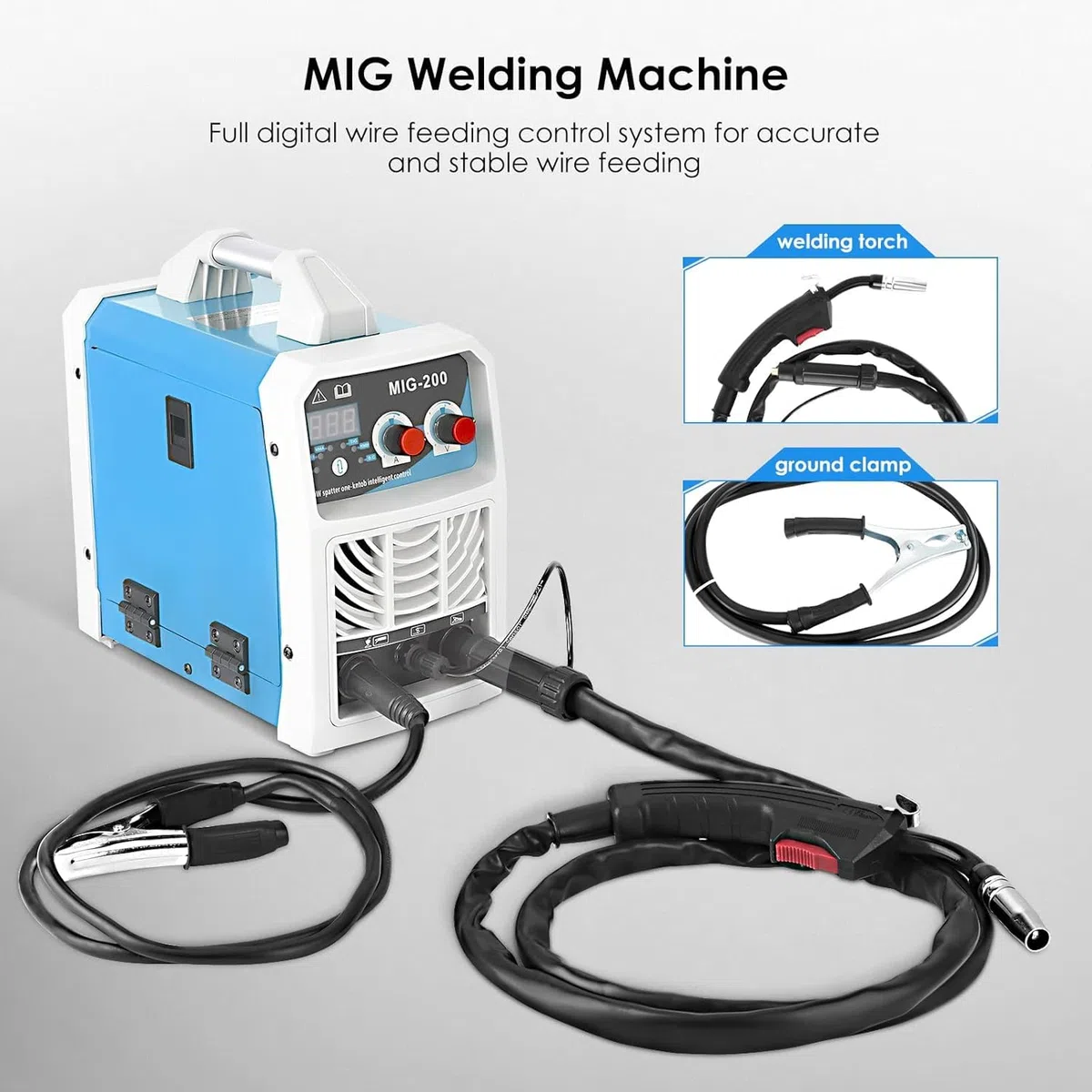 Soldador Inverter 200A 220V ARC/MIG/TIG 3 en 1 Máquina de Soldar IGBT Inverter Soldadora Soldadora Portátil Electrodo Grupo de Soldar, Pinza de Tierra, Máscara, Cepillo
