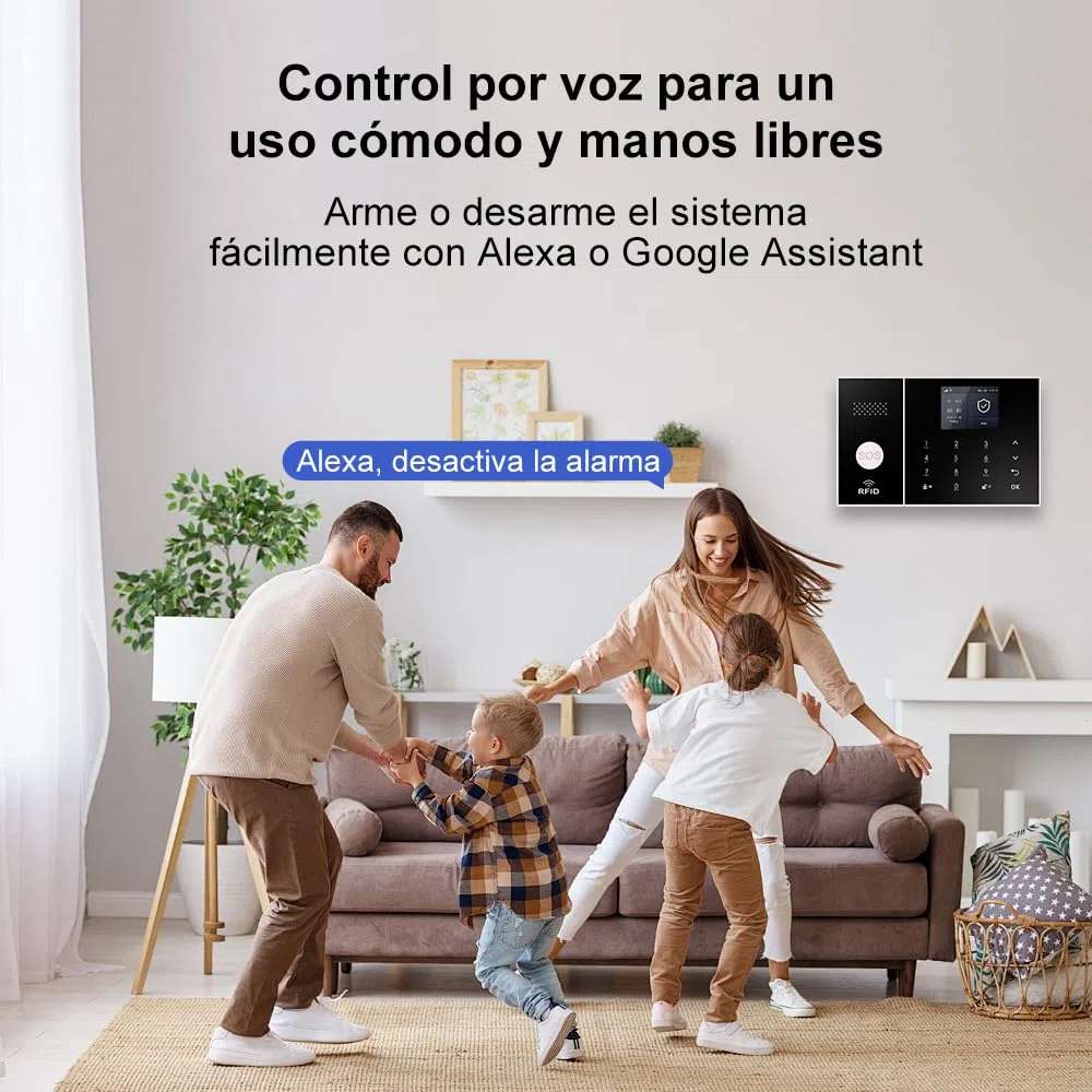 Sistema de Alarma para casa con WiFi + 4G gsm, Kit Alarma casa sin cuotas, notificaciones por App, Llamadas y SMS, Ampliable inalámbrico Compatible con Alexa y Google Assistant (ZZ)