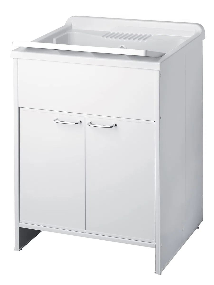 Negrari - 9007KAM Tina de Resina, Tina Resistente a los Ácidos, Gabinete de PVC Resistente a la Humedad, Interior/Exterior, L60 x P60 x H85 cm, Blanco