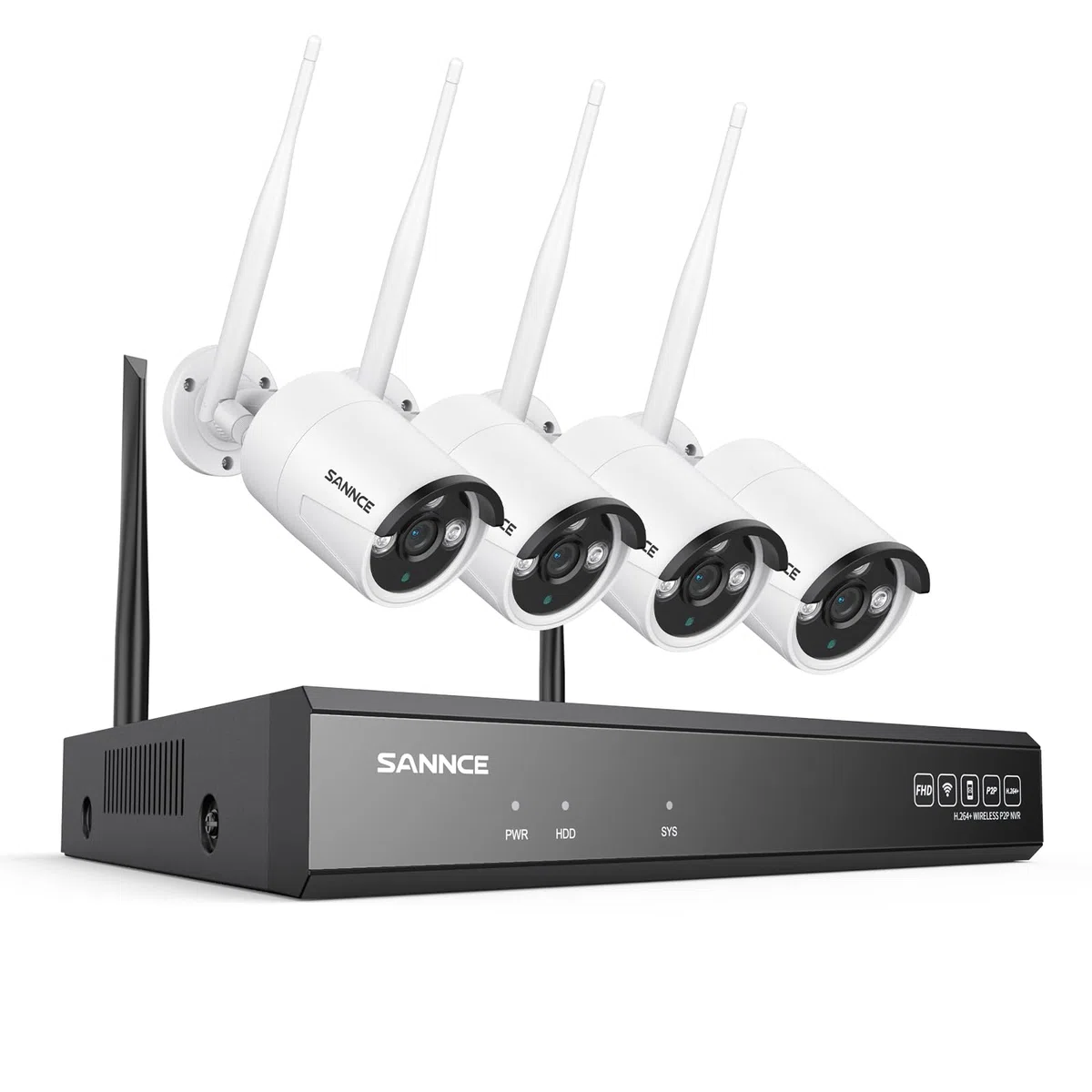 SANNCE Kit de cámaras de vigilancia con 4 X 5MP, cámara de vigilancia inalámbrica 10CH NVR, detección AI de Personas, Resistente al Agua IP66, Compatible con Alexa, Audio bidireccional