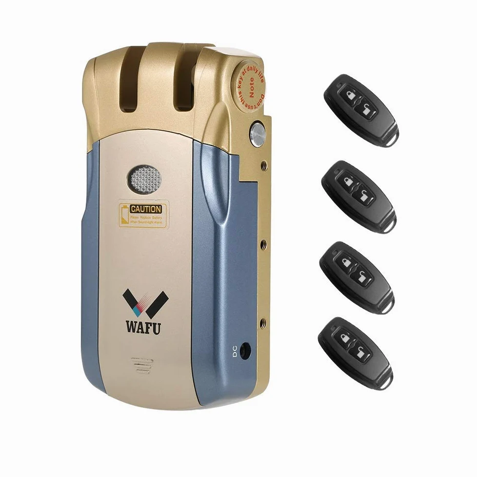 Cerradura de Control Remoto inalámbrico Seguridad Invisible Entrada de la Puerta sin Llave Cerradura Inteligente Aleación de Zinc Metal con 2/4 Llaves remotas Sistema de Seguridad