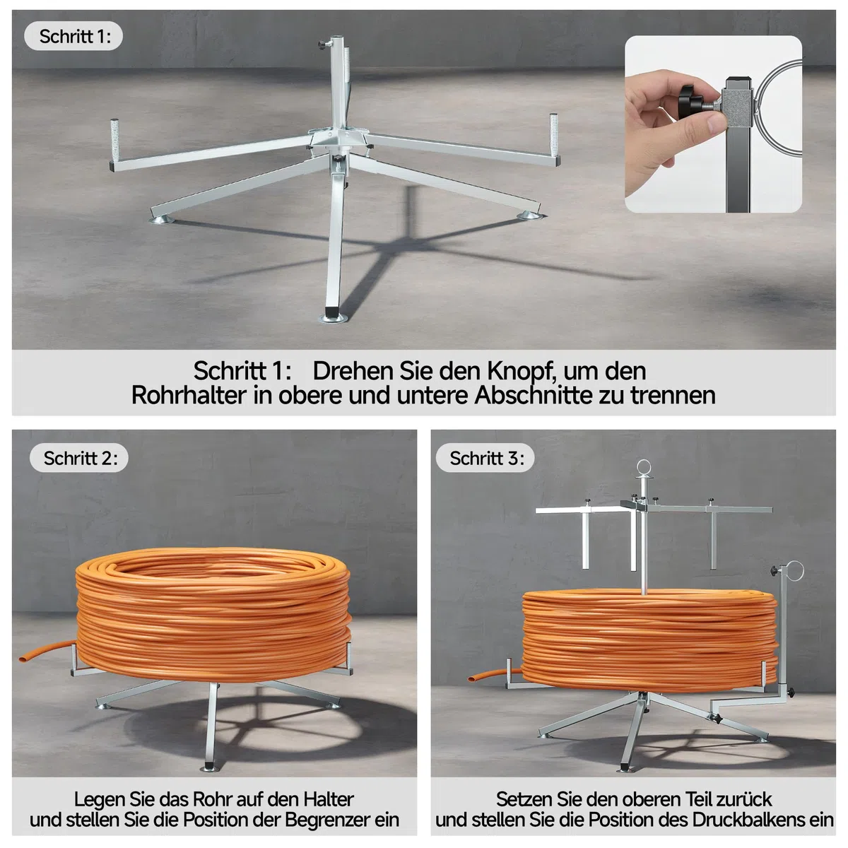 Dispensador de cables para calefacción por suelo radiante, máx. 300 kg, capacidad de carga de 600 m, longitud del rollo para tubo PEX, PERT, AL/PEX con bolsa